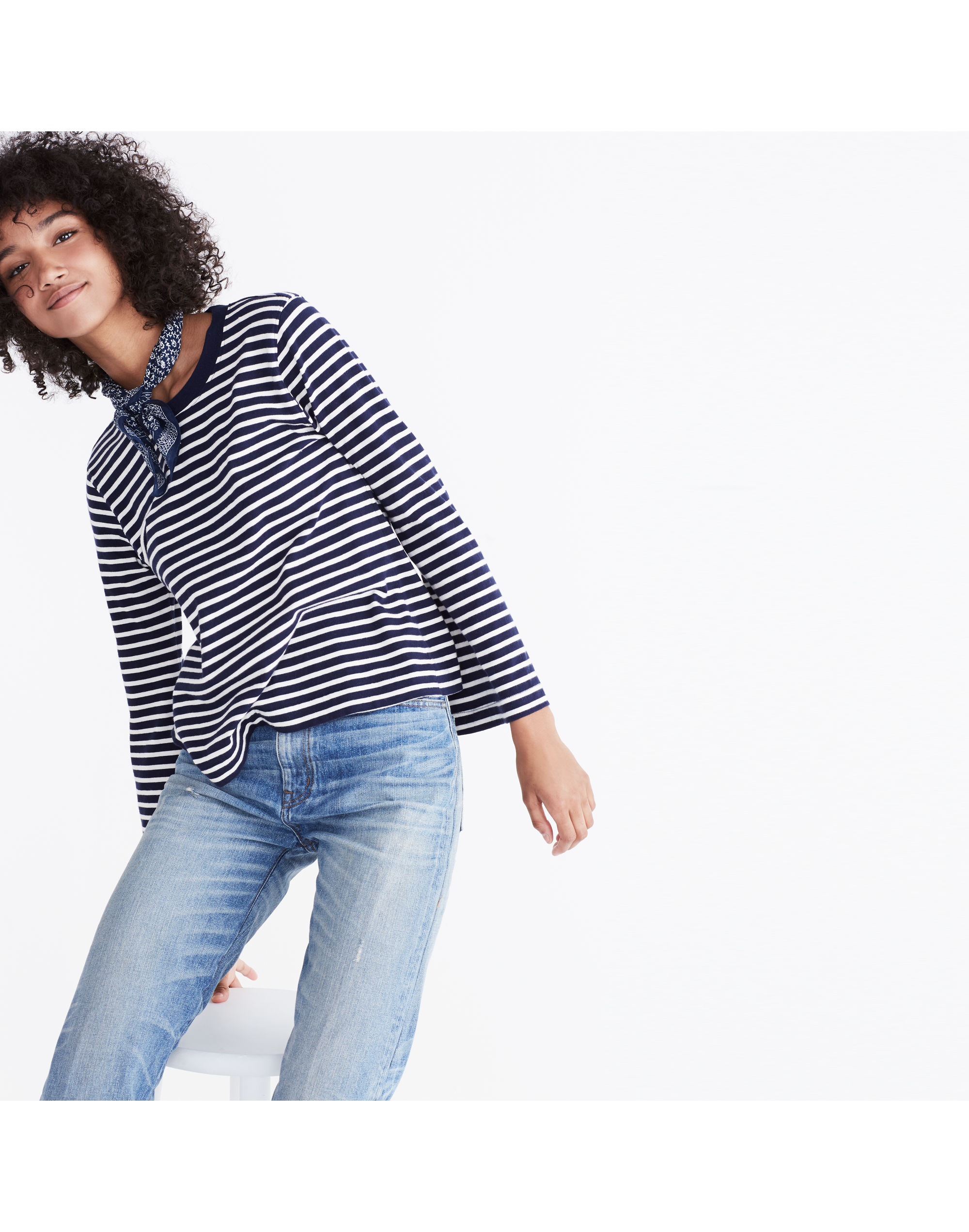 rivet &amp; thread bell-sleeve tee