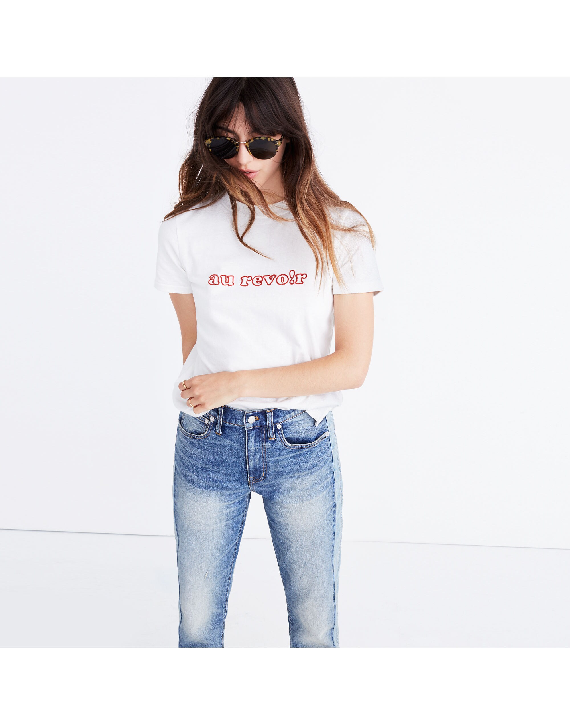 Embroidered Au Revoir Retro Tee