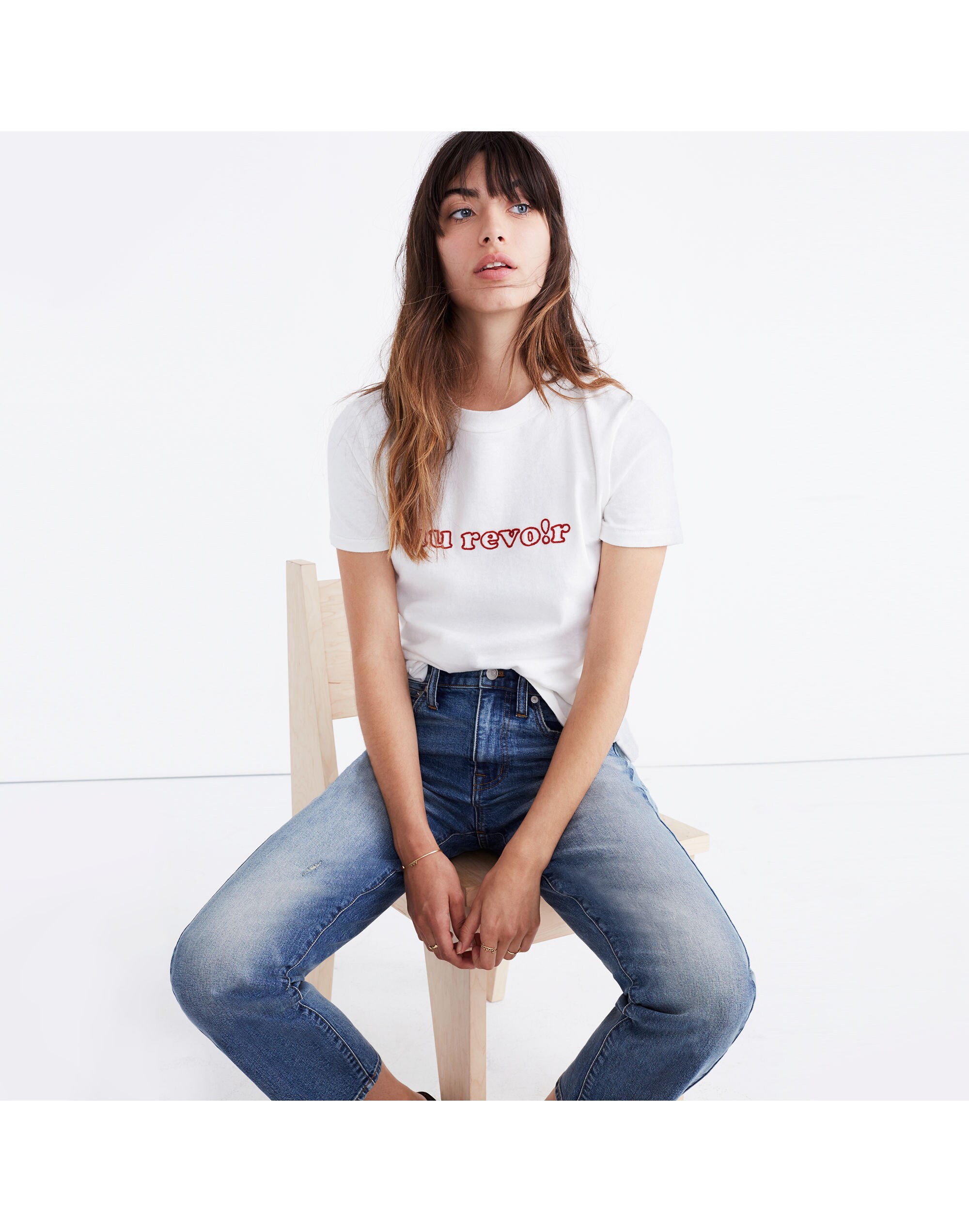 Embroidered Au Revoir Retro Tee