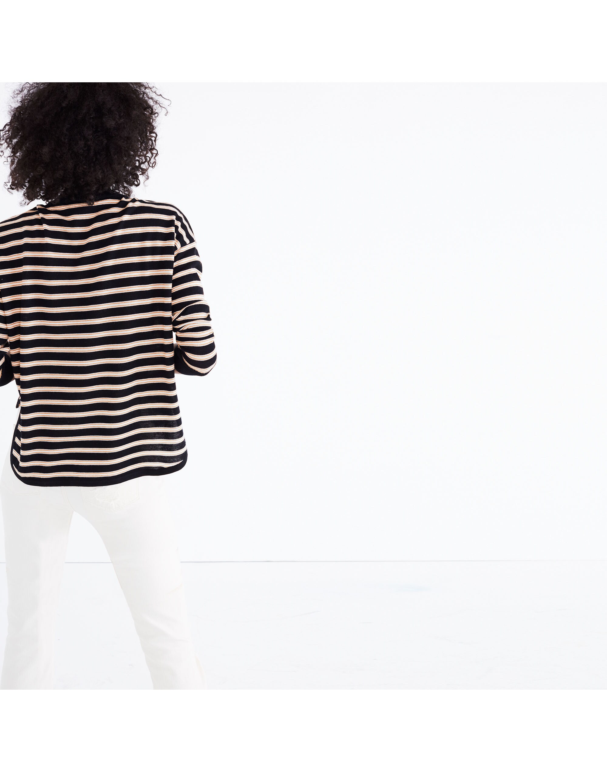 Mockneck Boxy Pullover Sweater in Stripe