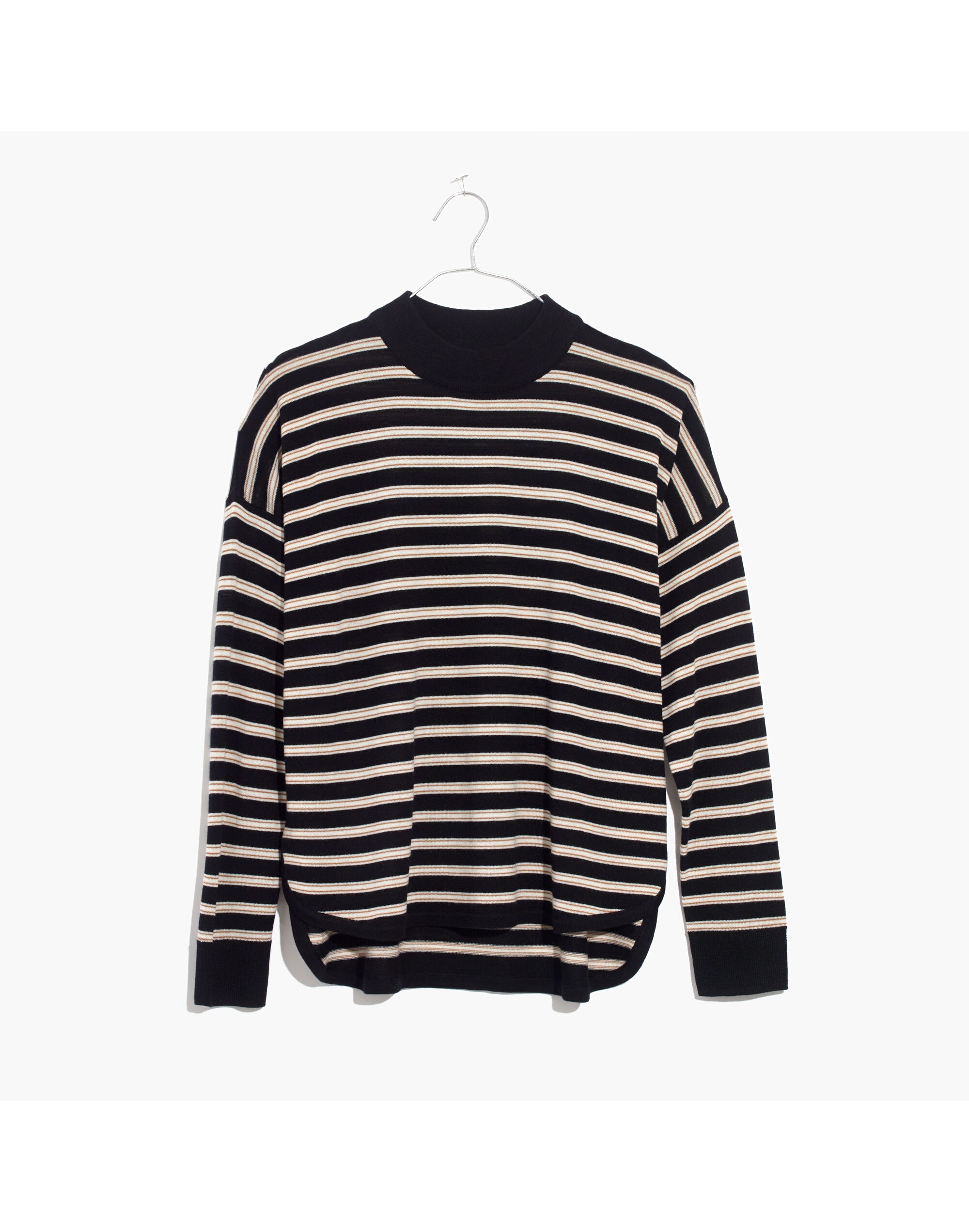 Mockneck Boxy Pullover Sweater in Stripe