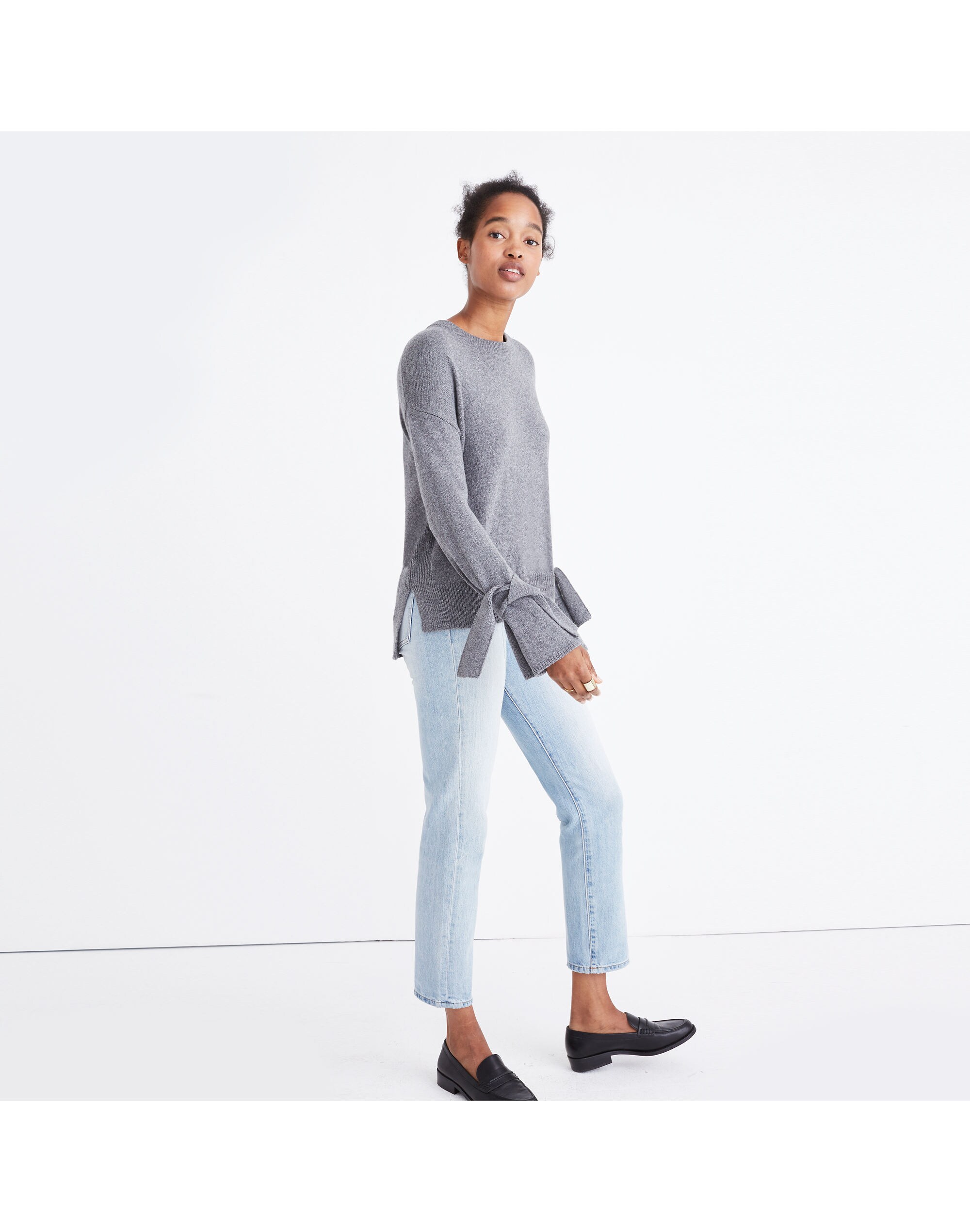 Tie-Cuff Pullover Sweater