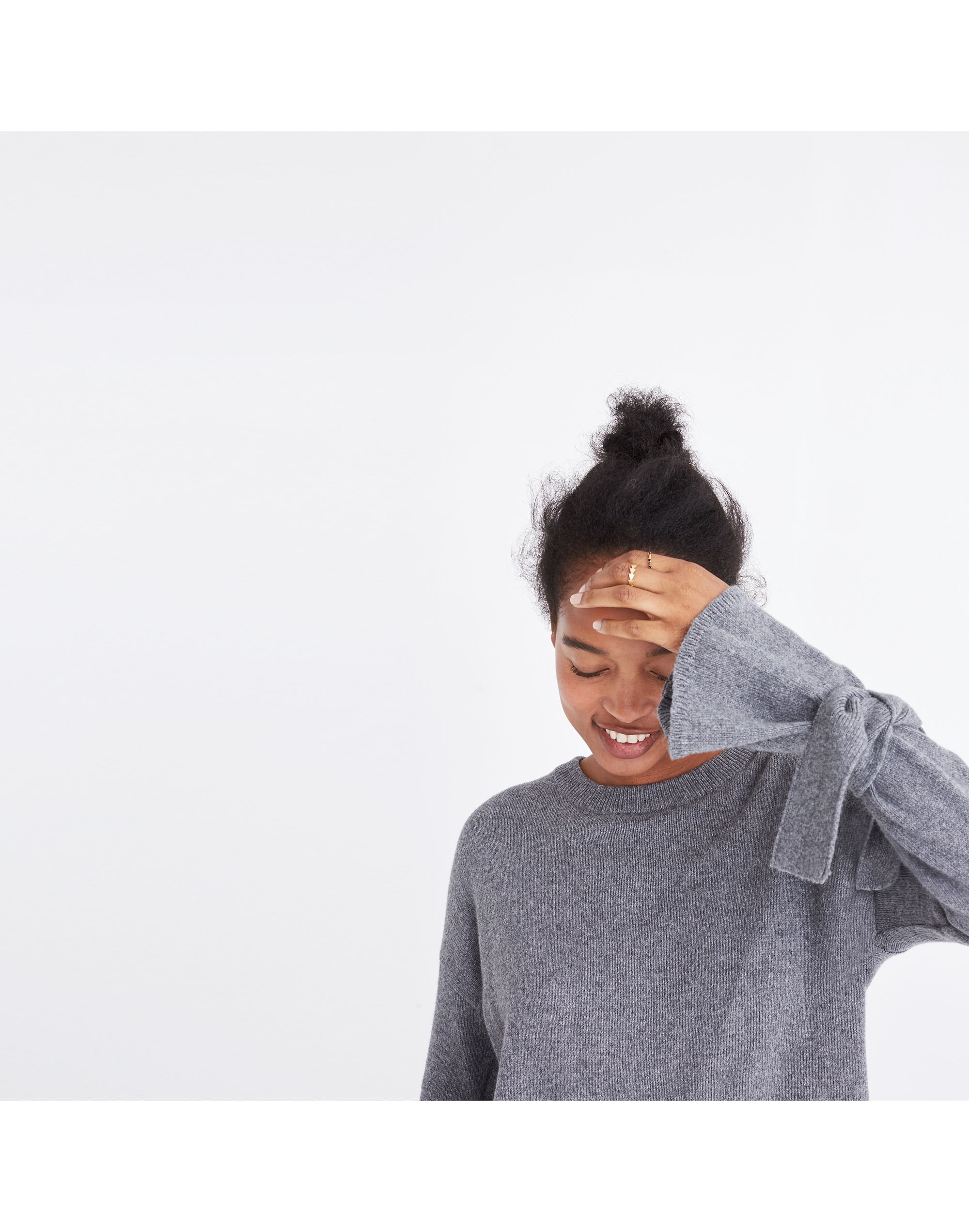 Tie-Cuff Pullover Sweater