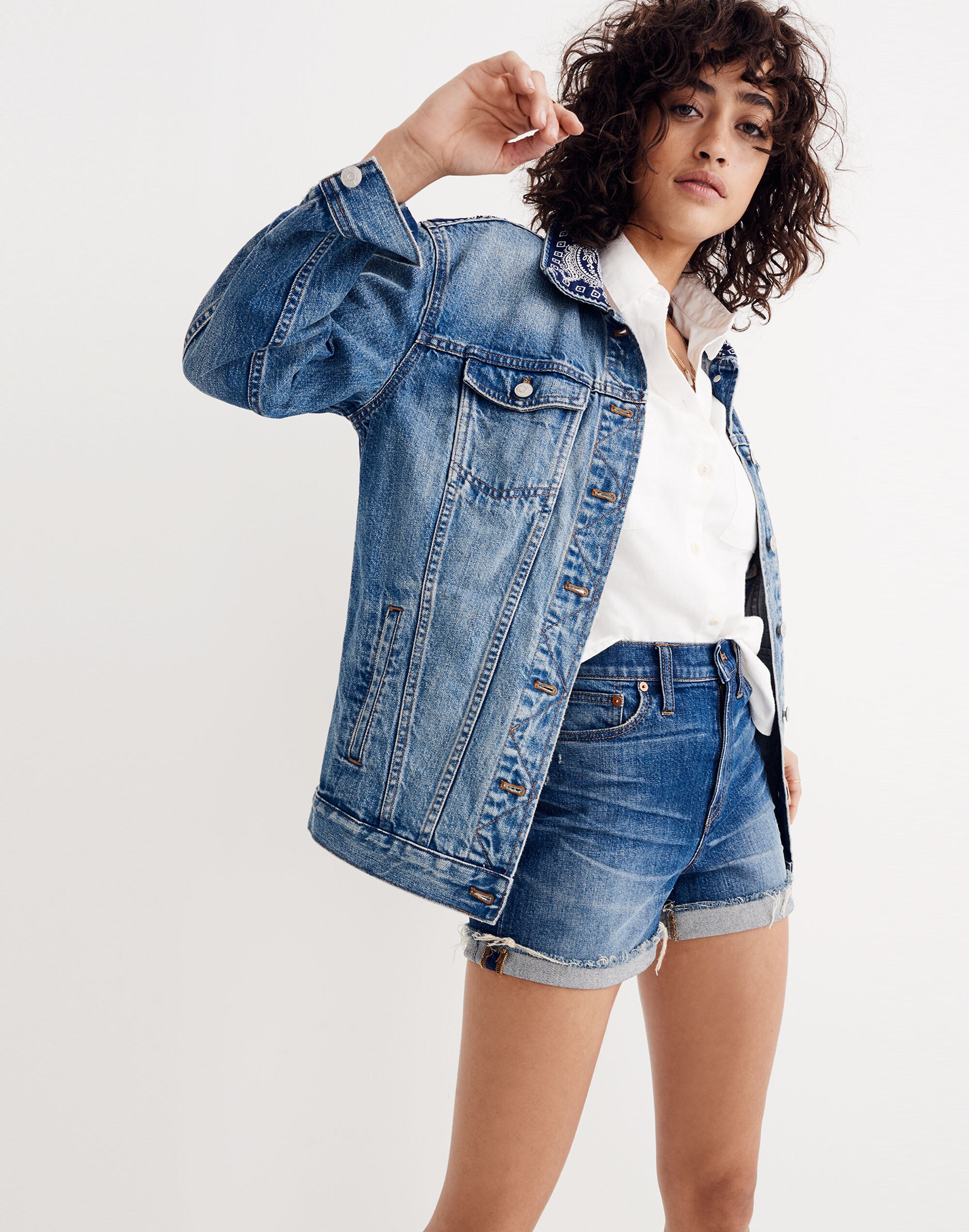 Madewell x B Sides&trade; Oversized Jean Jacket: Bandana Edition