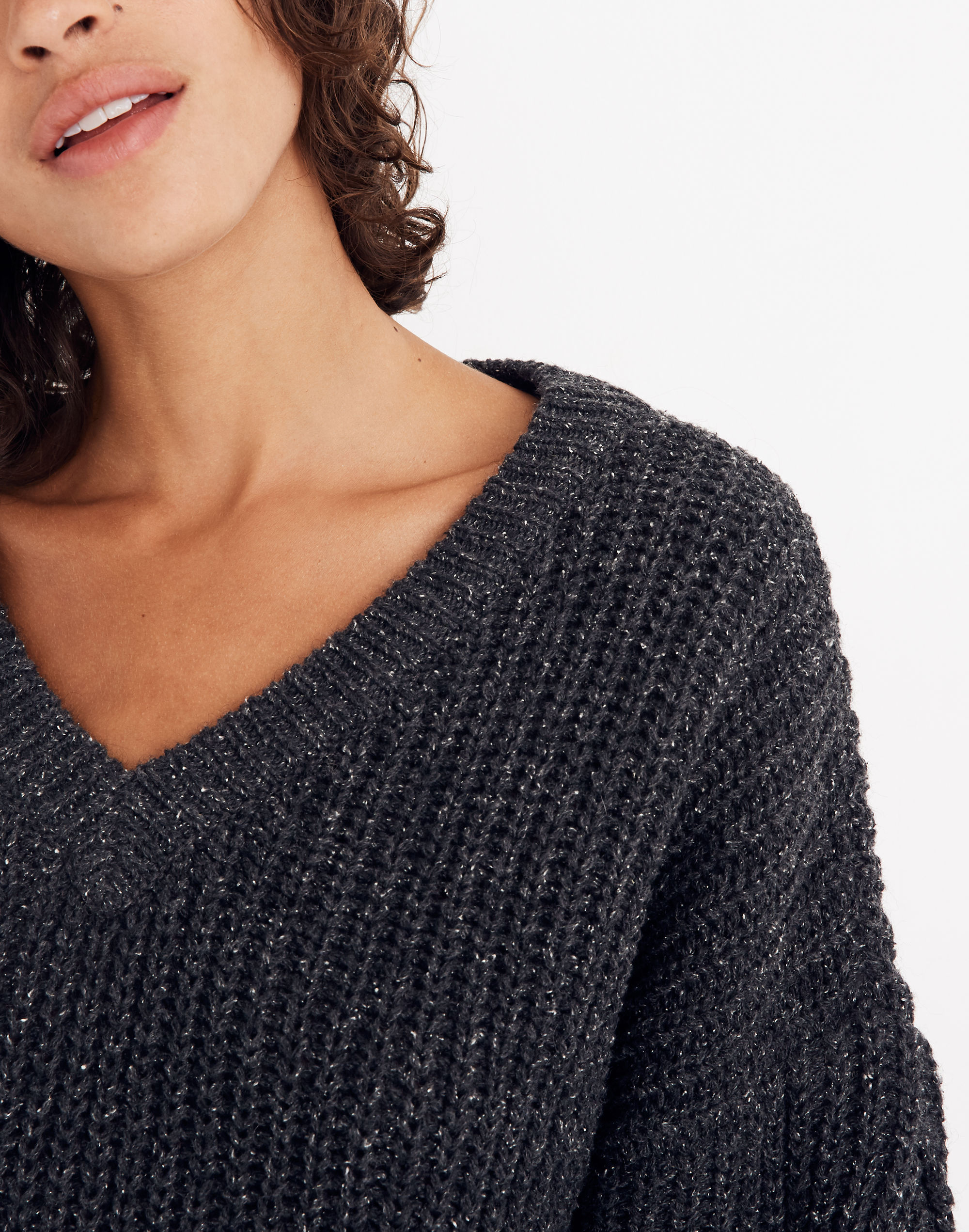 Pleat-Sleeve Pullover Sweater
