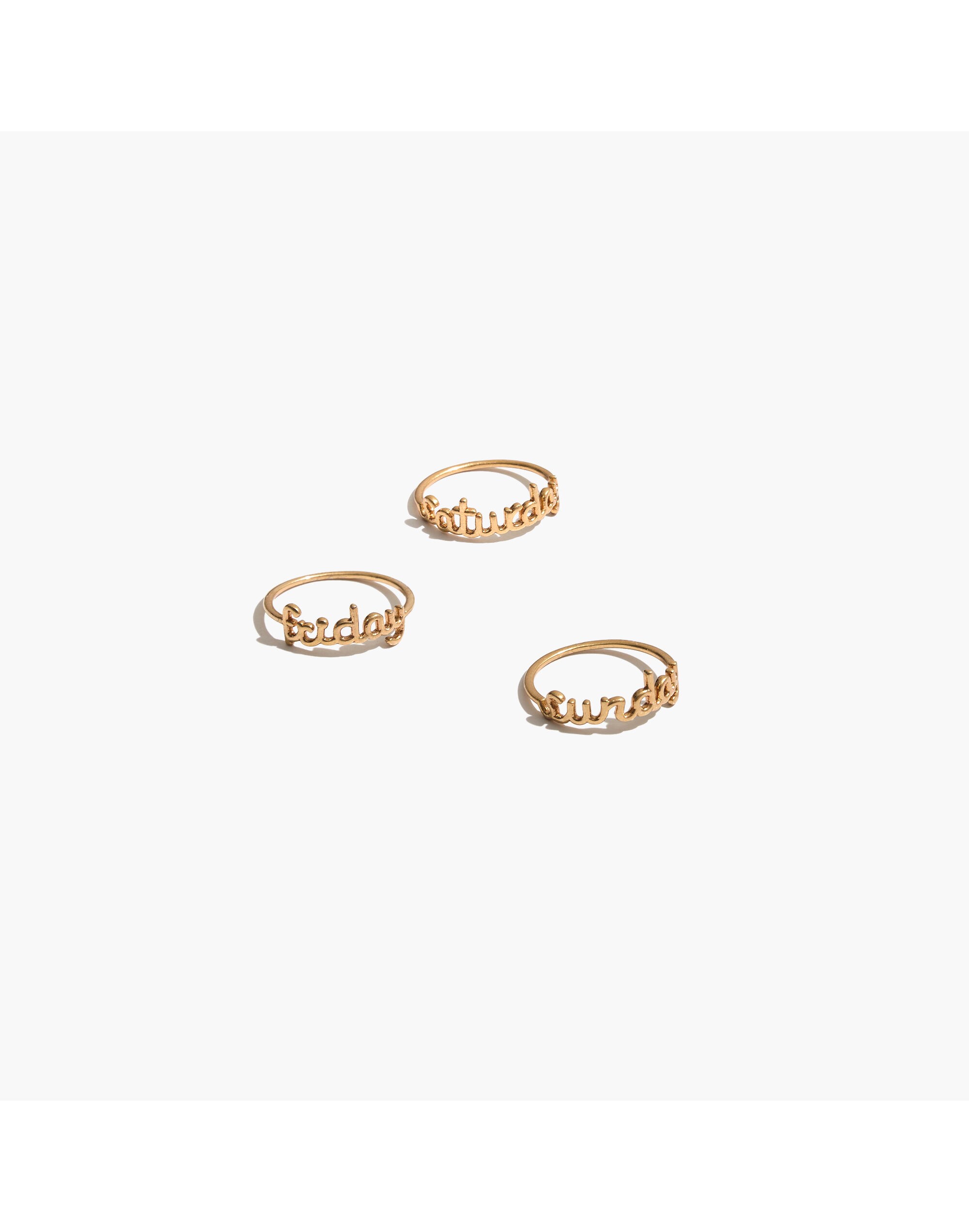 Friday Saturday Sunday Stacking Ring Set