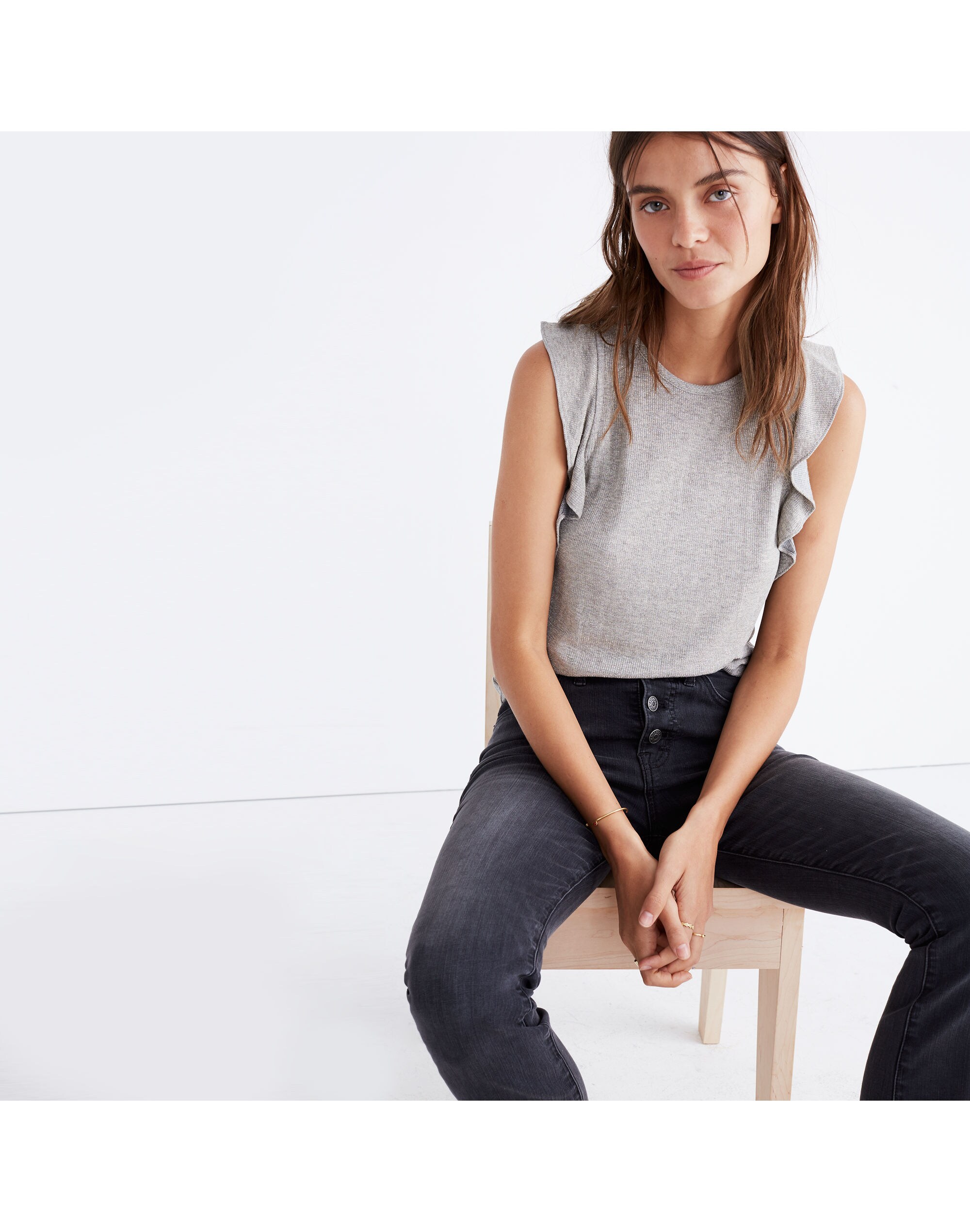 Metallic Ruffle Tank Top