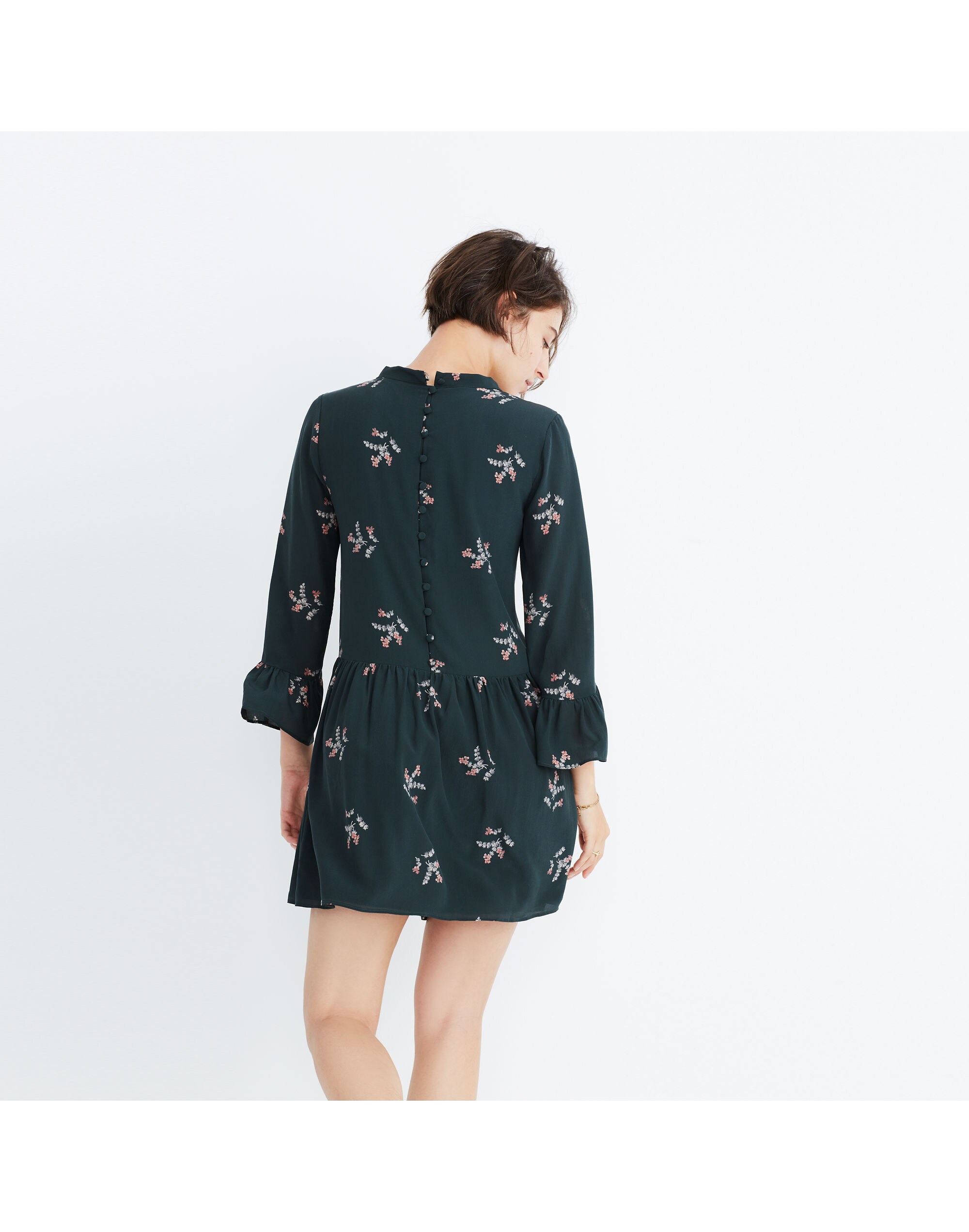 Silk Tie-Neck Dress in Wild Botanic