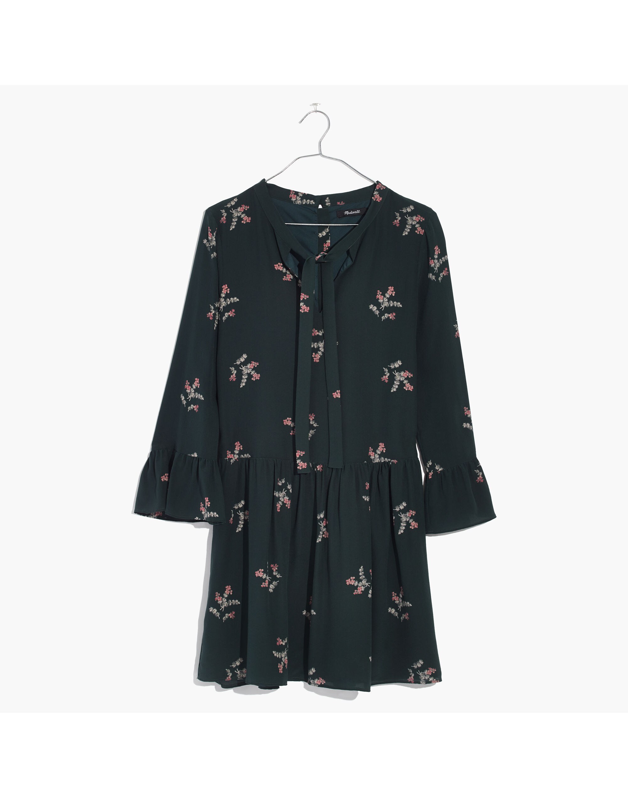 Silk Tie-Neck Dress in Wild Botanic