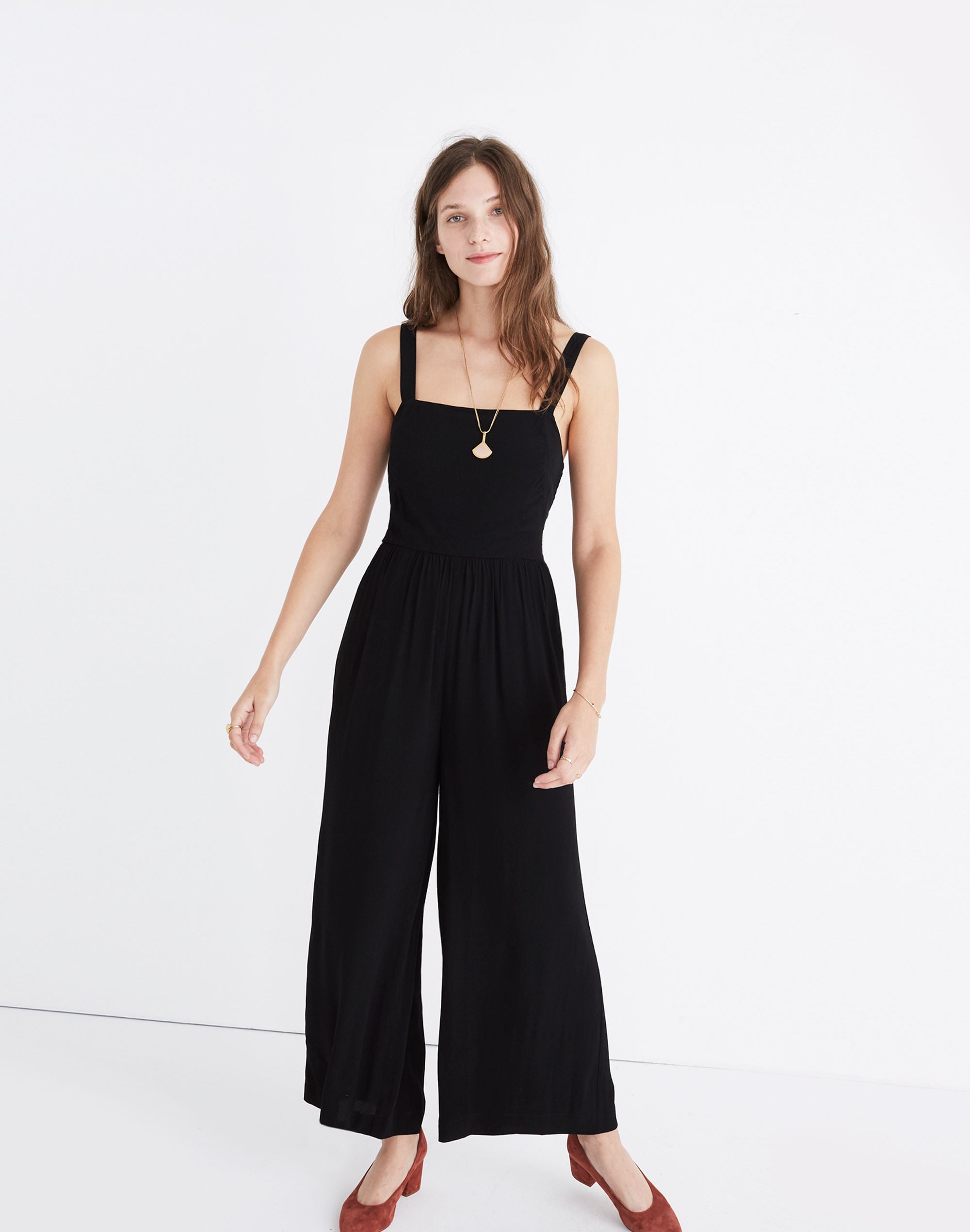 smocked crop jumpsuit