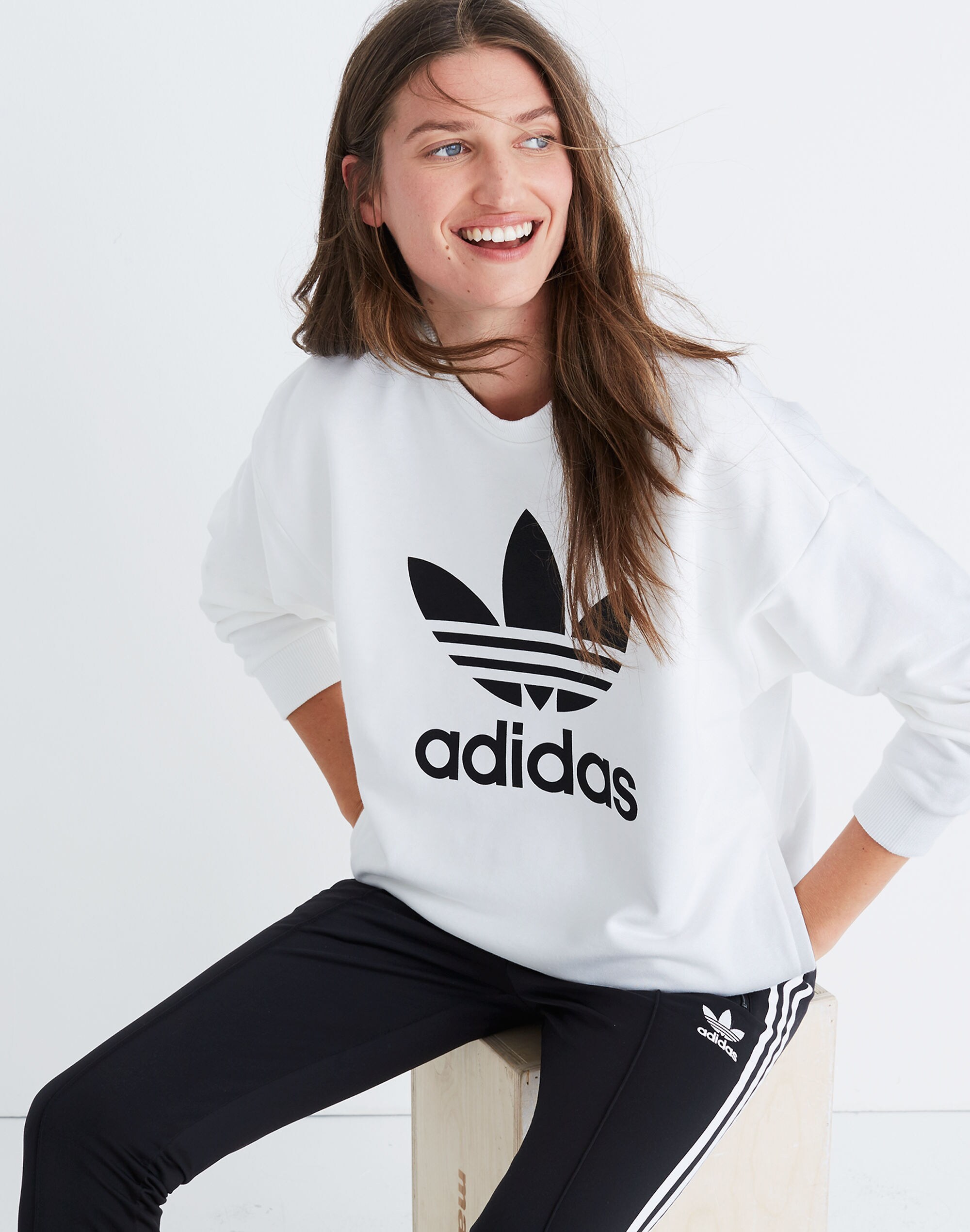 Adidas® Originals Trefoil Crewneck Sweatshirt in White
