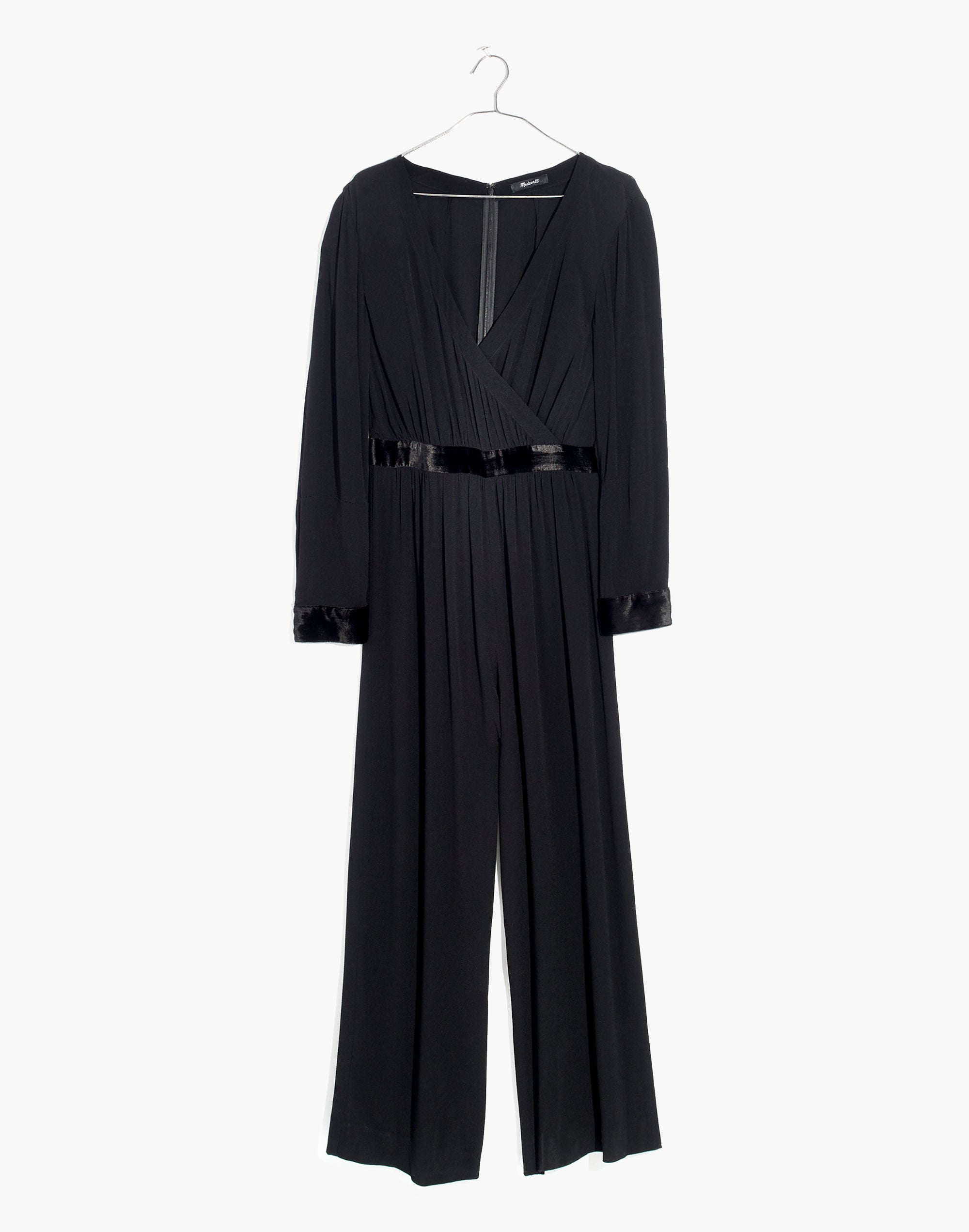 Velvet-Trimmed Tie Jumpsuit