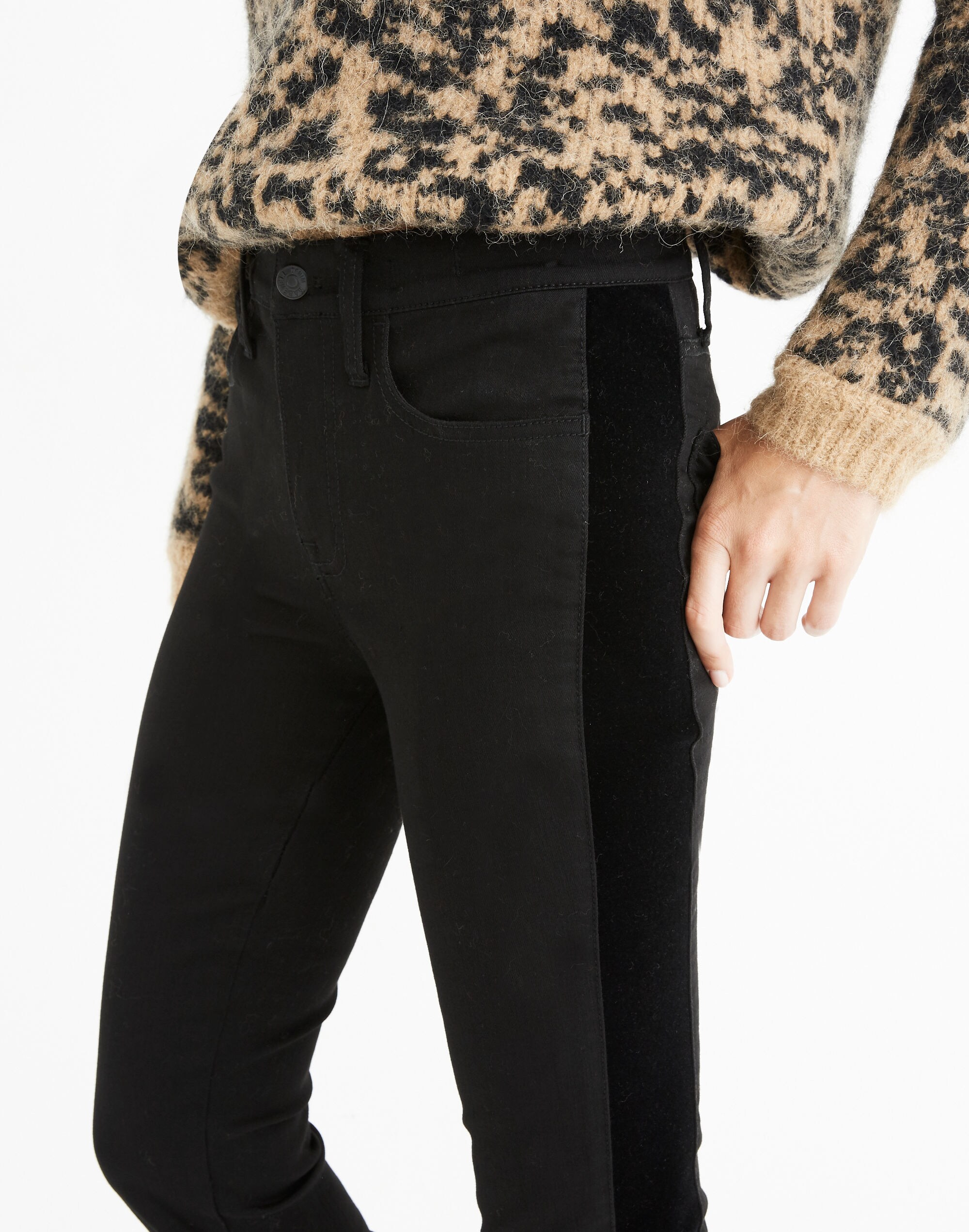 9" Mid-Rise Skinny Jeans: Velvet Tuxedo Stripe Edition