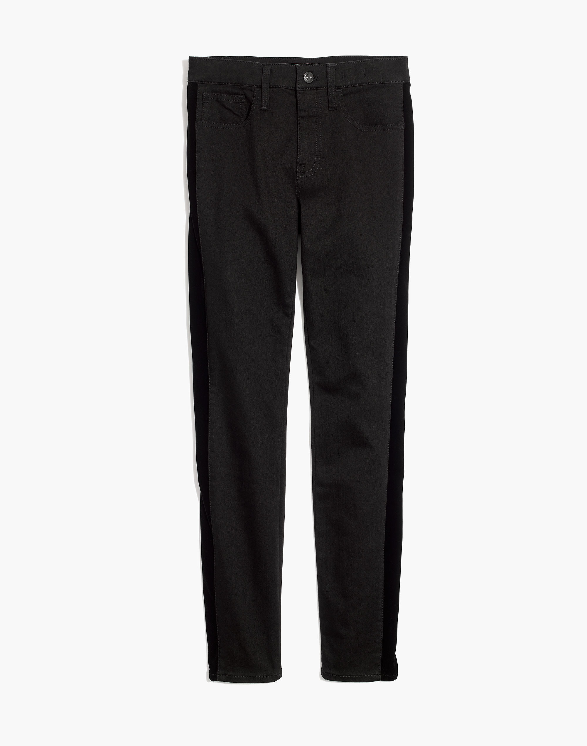 9" Mid-Rise Skinny Jeans: Velvet Tuxedo Stripe Edition