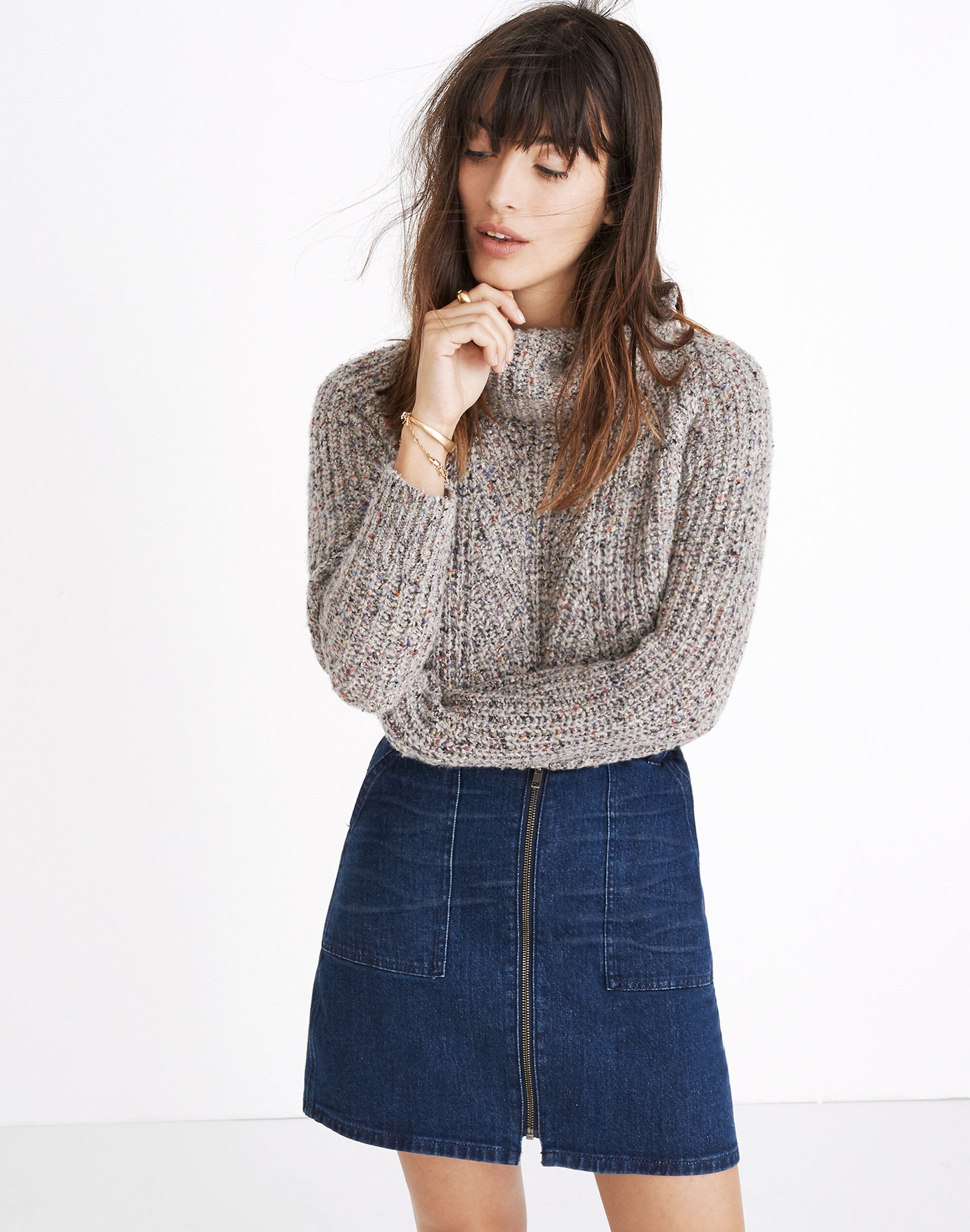 Denim Utility Zip Skirt