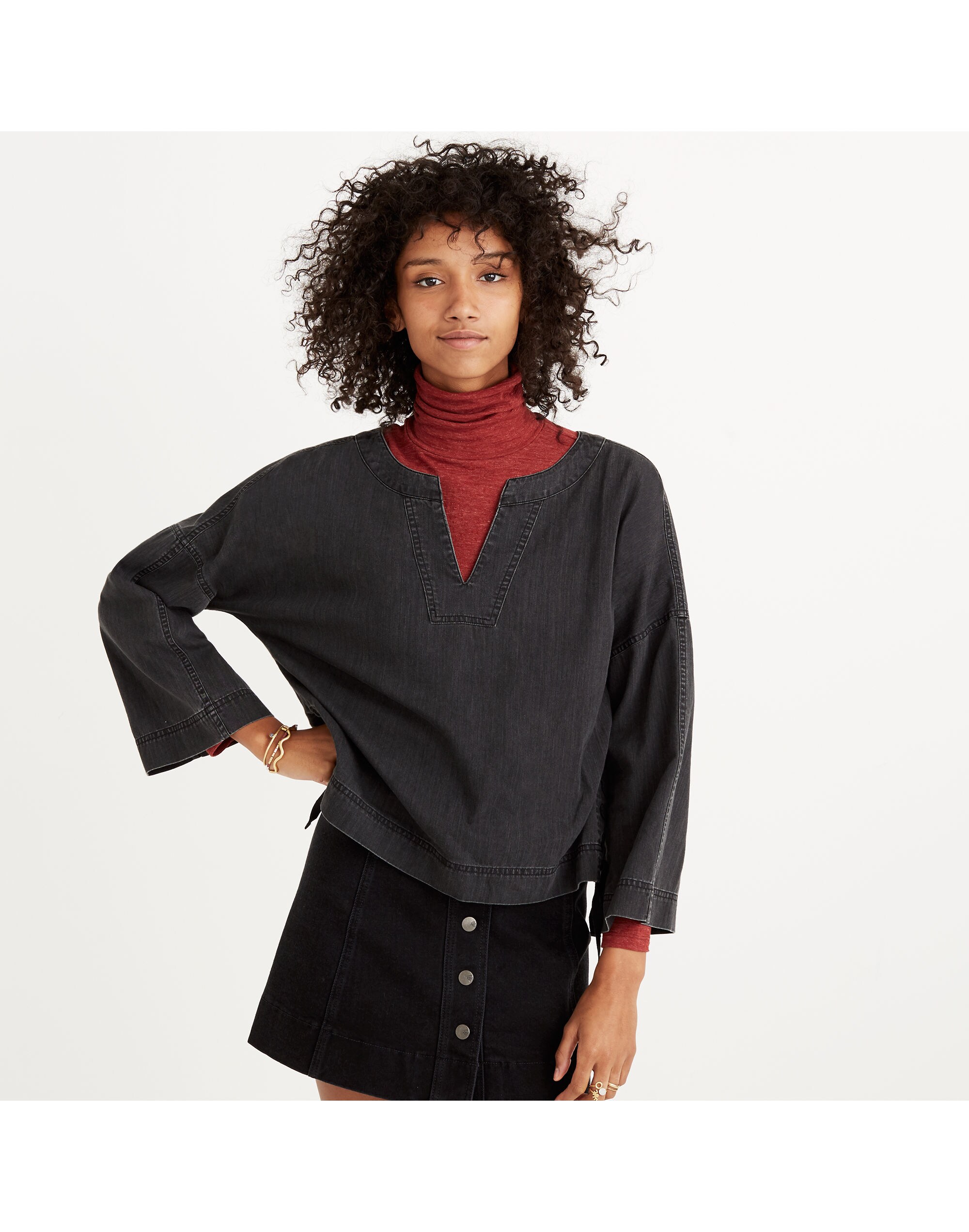 Denim Side-Lace Top in Sloan Black