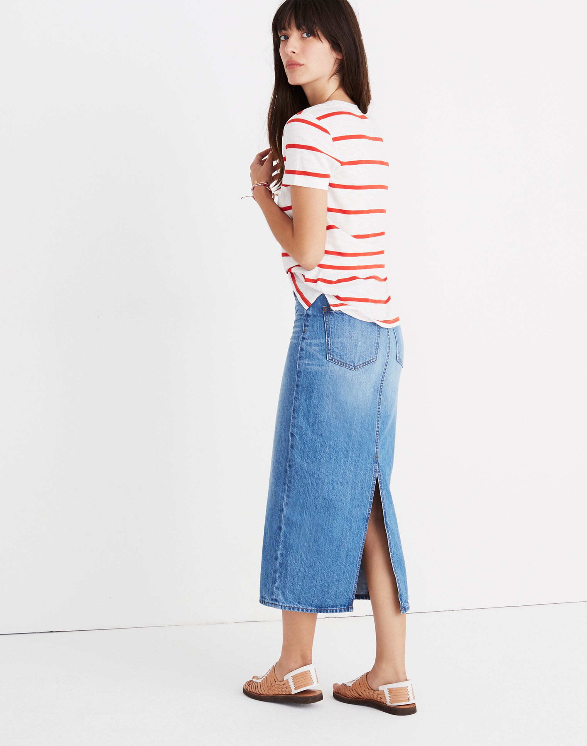 Whisper Cotton V-Neck Pocket Tee in Creston Stripe