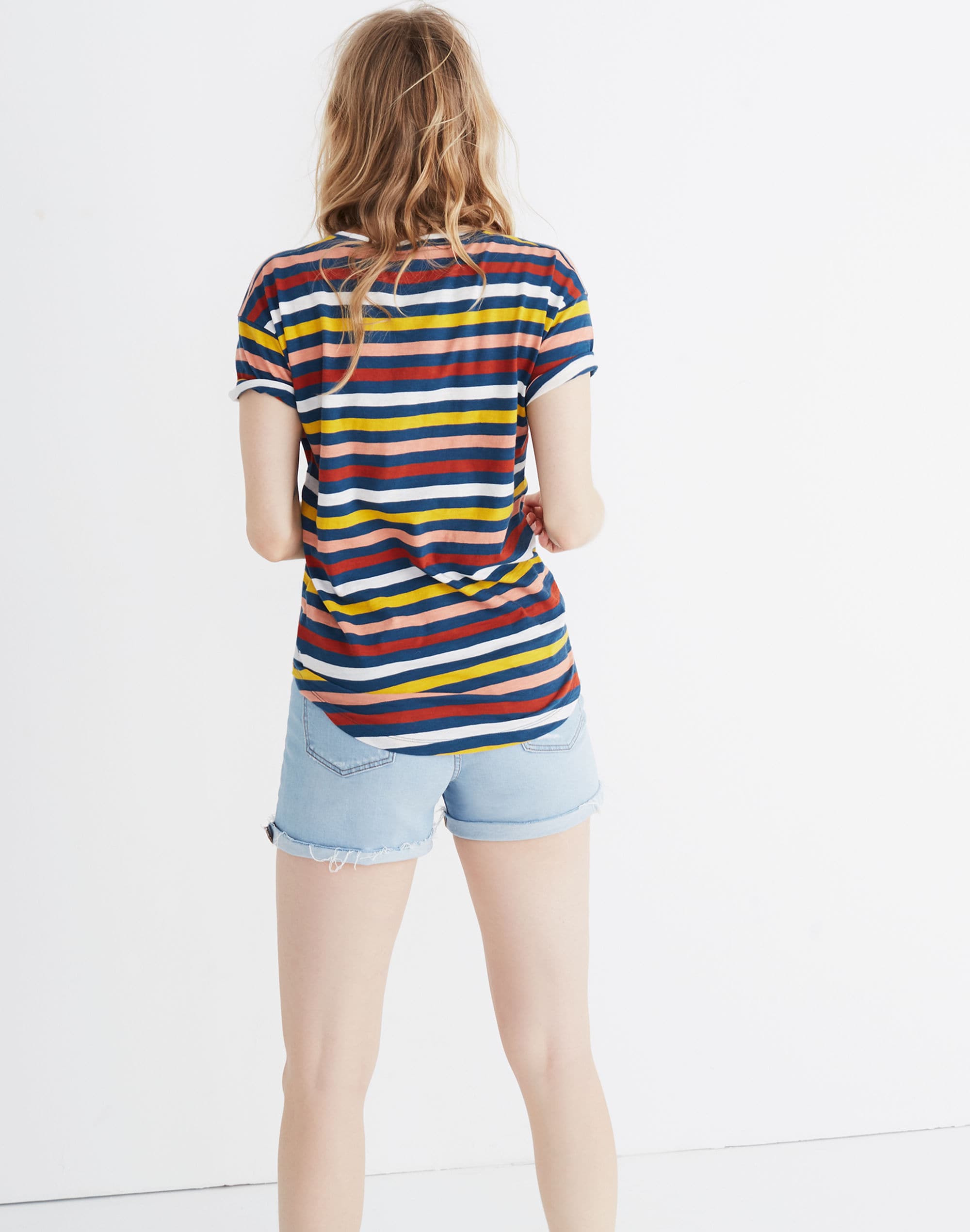 Whisper Cotton Crewneck Tee in Lennie Stripe