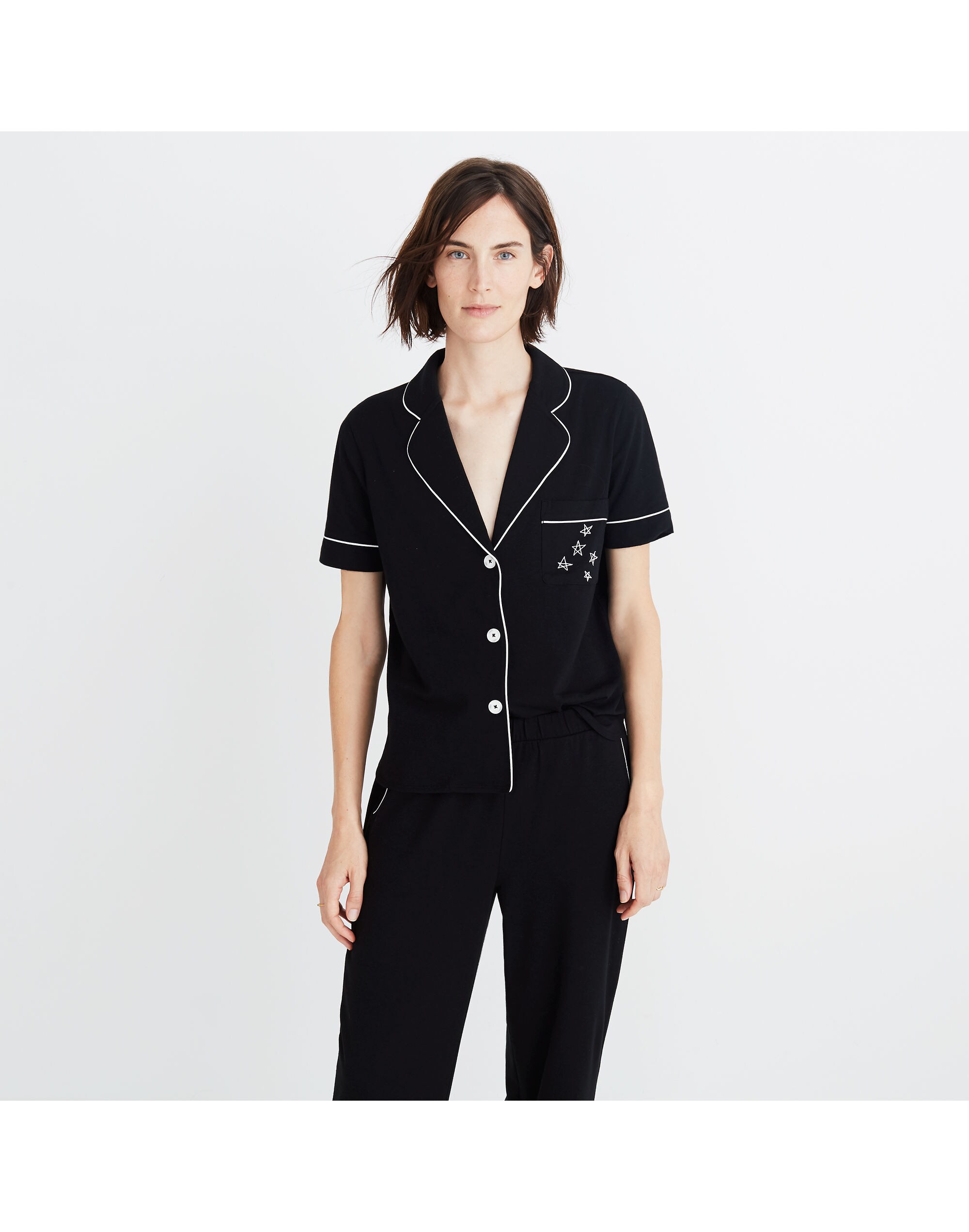 Embroidered Knit Bedtime Pajama Set