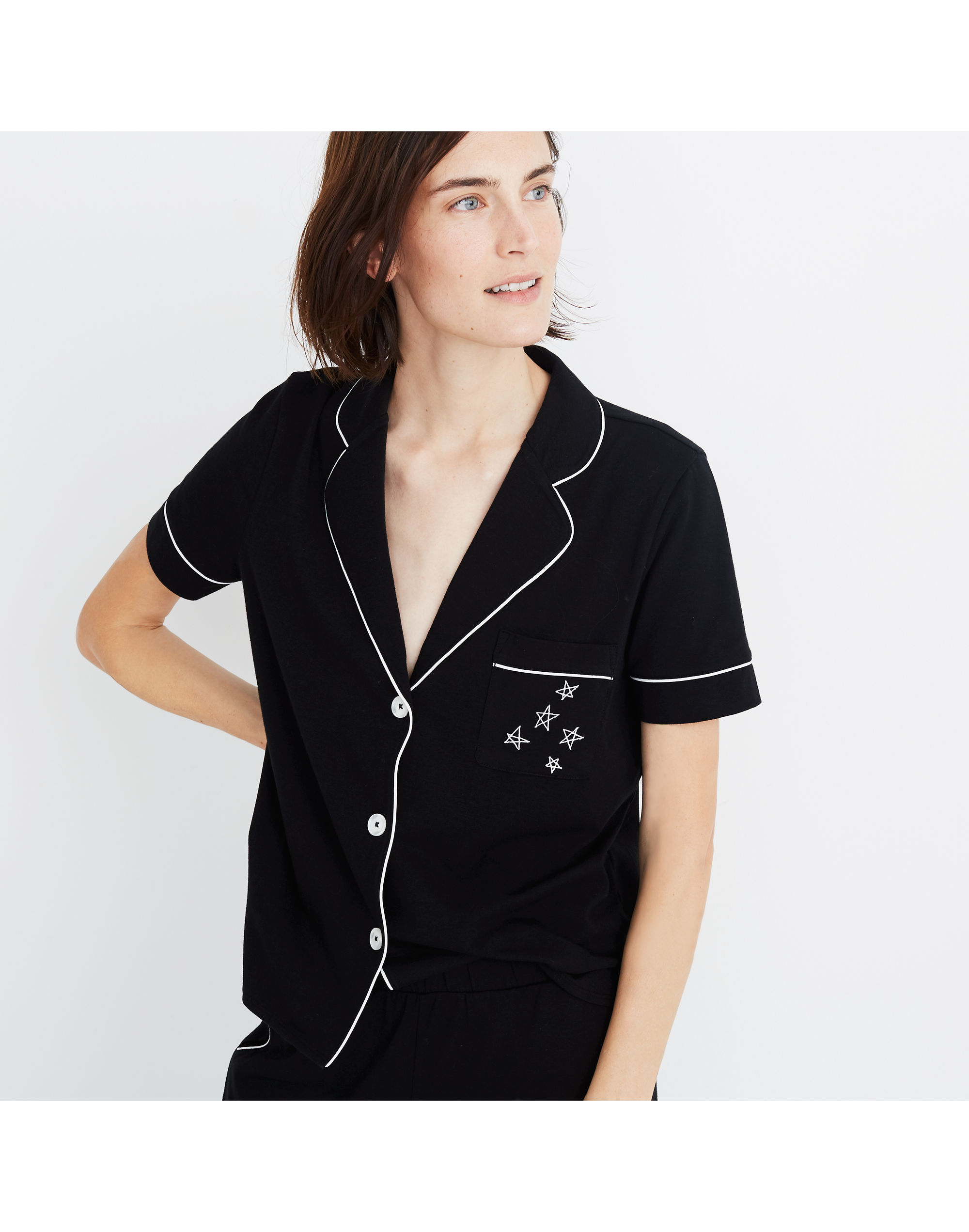 Embroidered Knit Bedtime Pajama Set