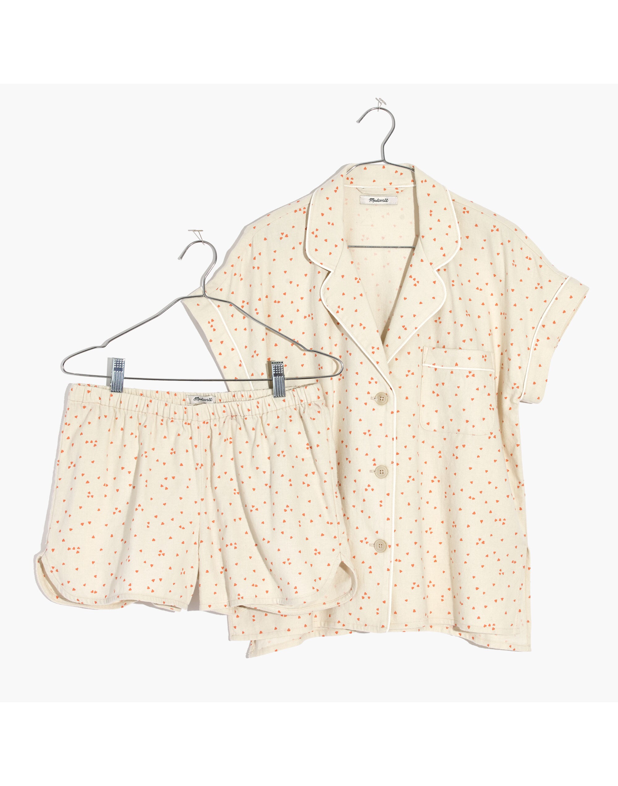 Flannel Bedtime Pajama Set in Confetti Hearts