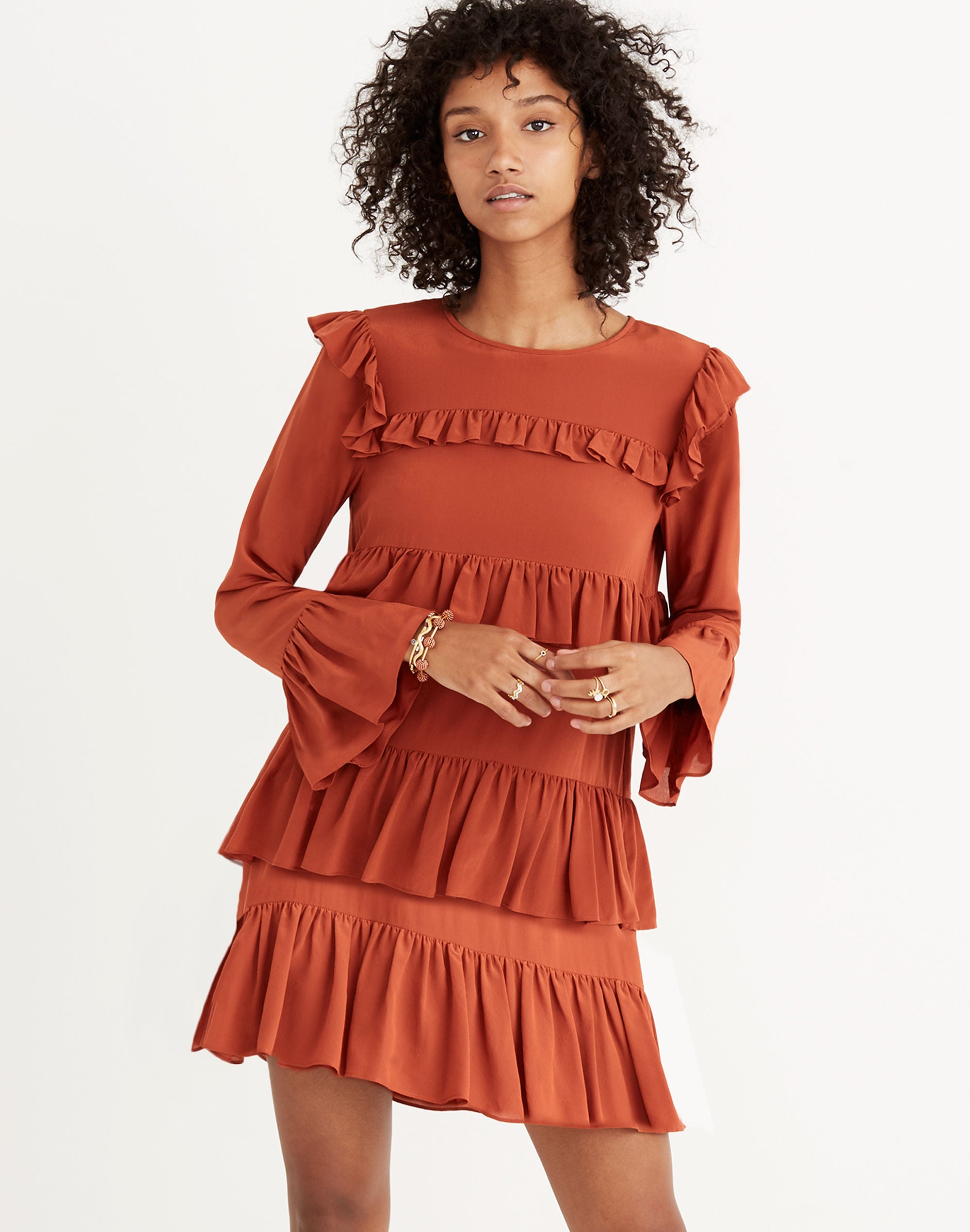 Silk Waterlily Ruffle Dress