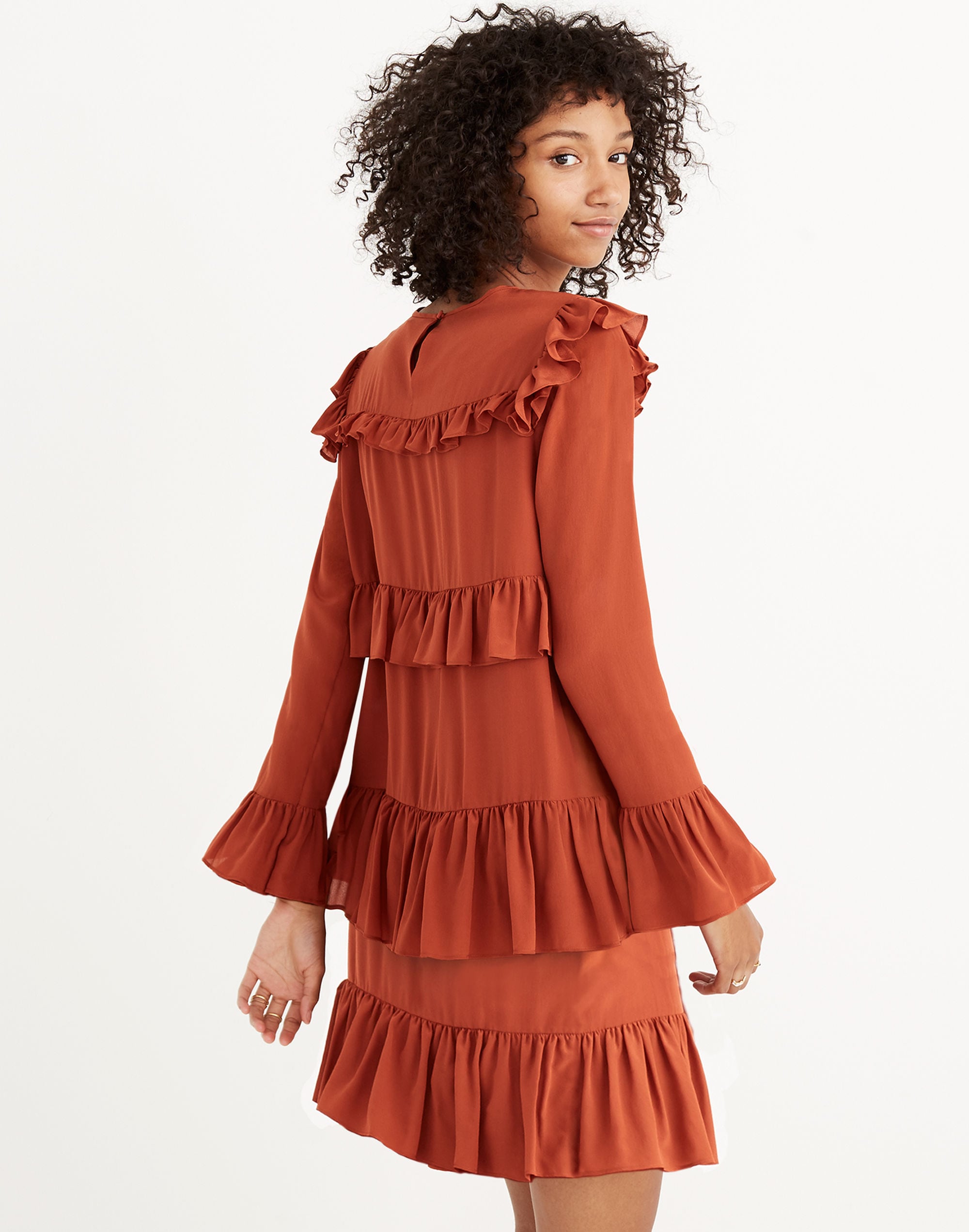 Silk Waterlily Ruffle Dress