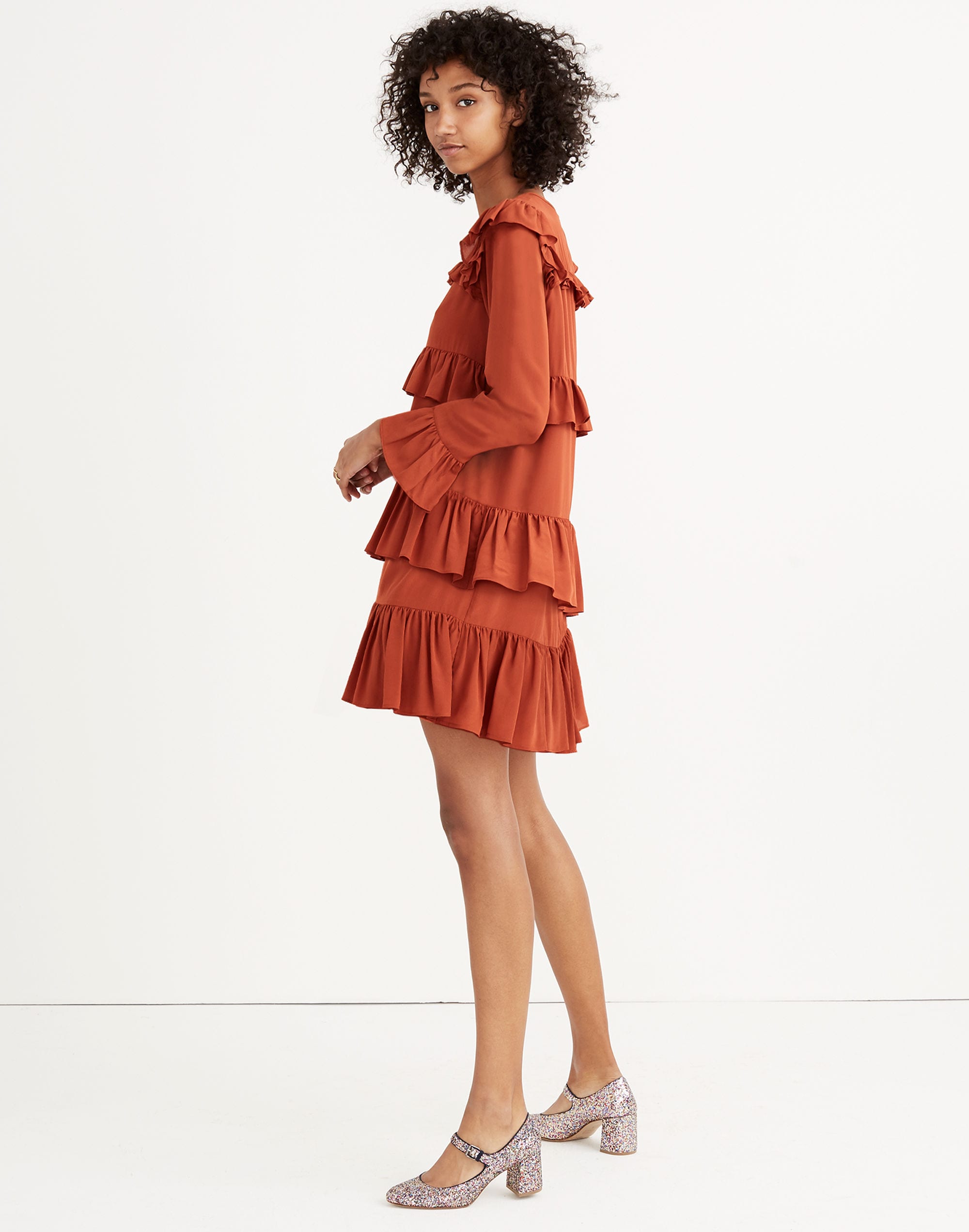 Silk Waterlily Ruffle Dress