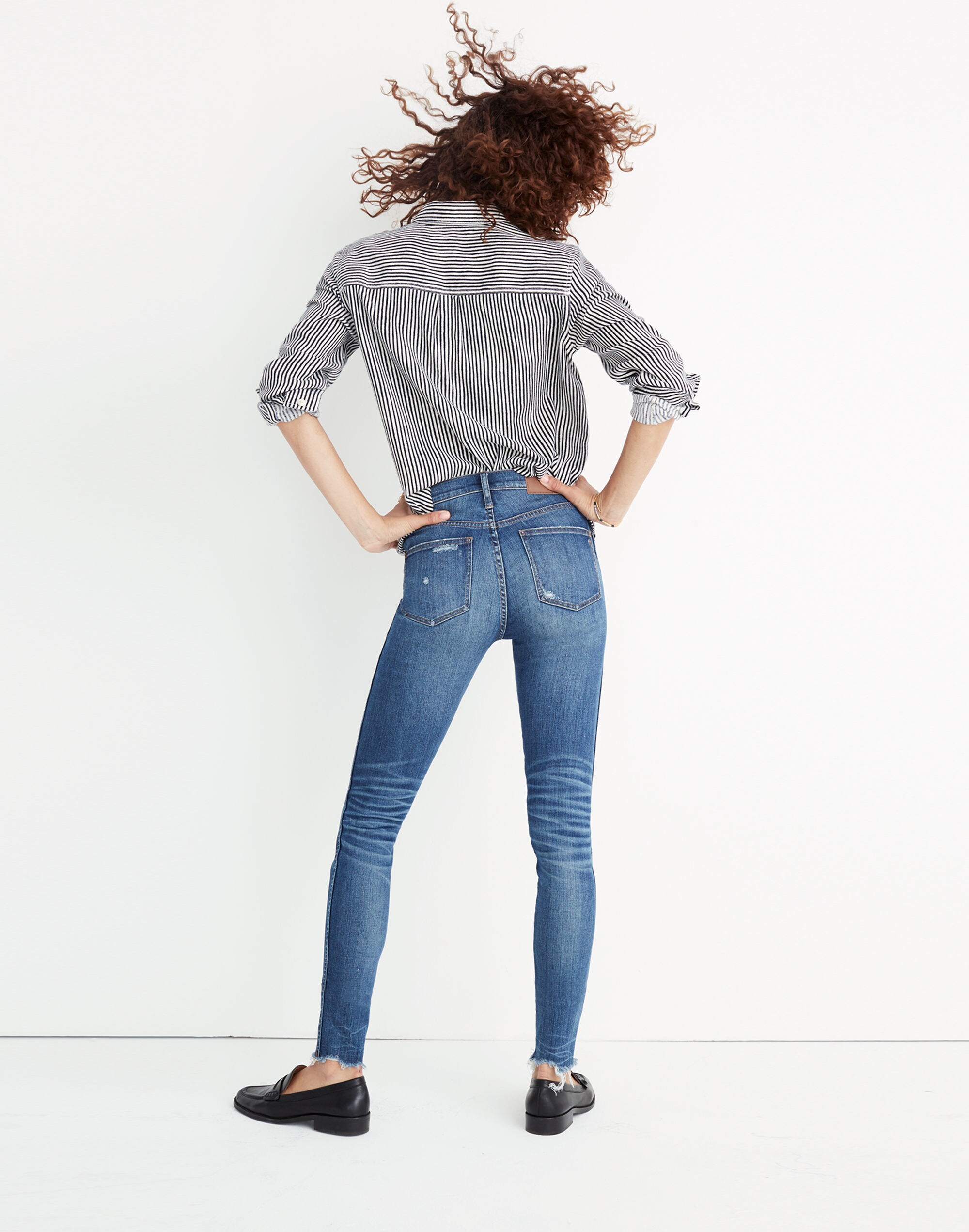 9" High-Rise Skinny Jeans in Allegra Wash: Rip and Repair Edition