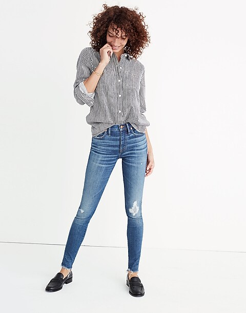 9 High-Rise Skinny Jeans in Allegra Wash: Rip and Repair Edition