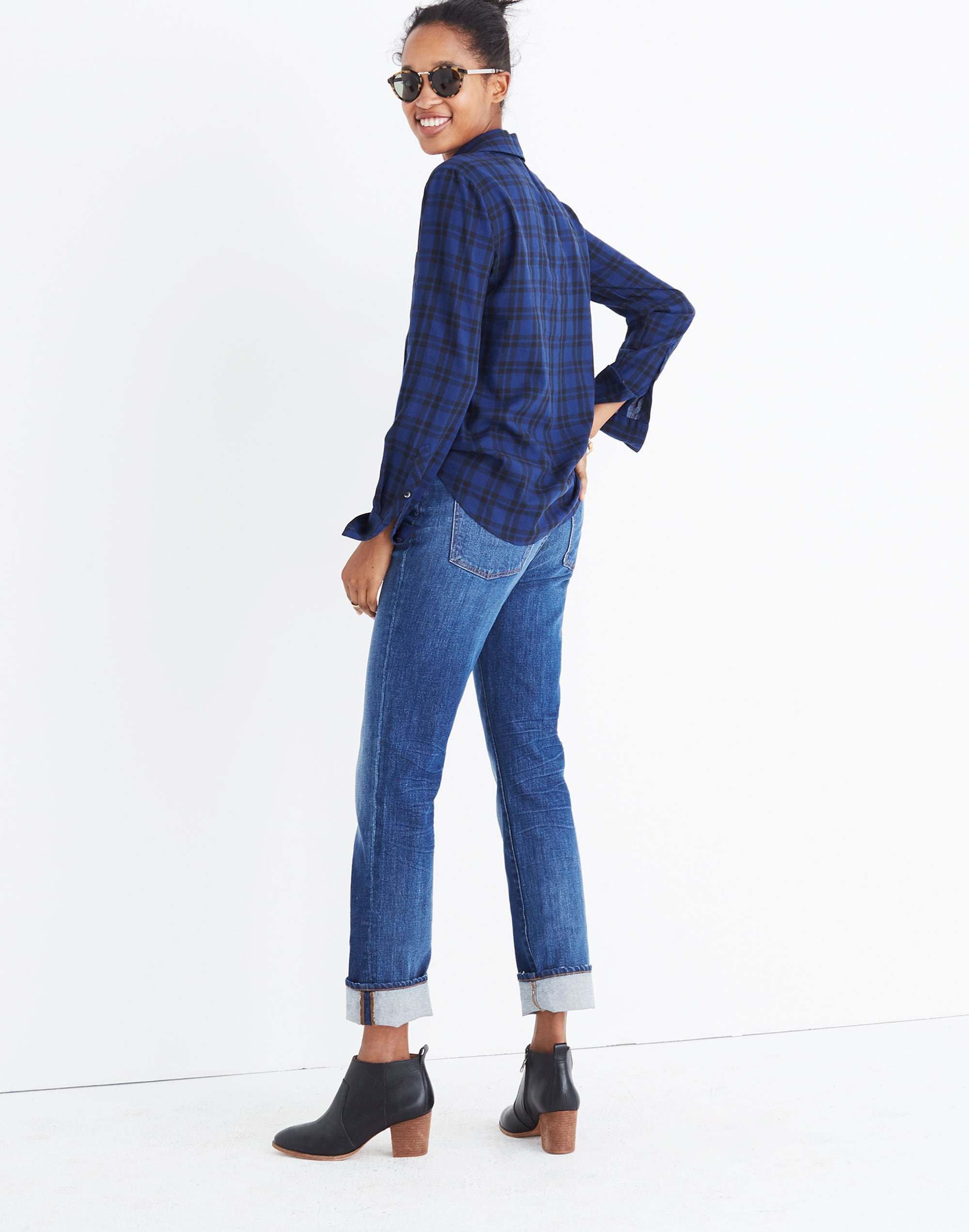 Wrap-Front Shirt in Arion Plaid