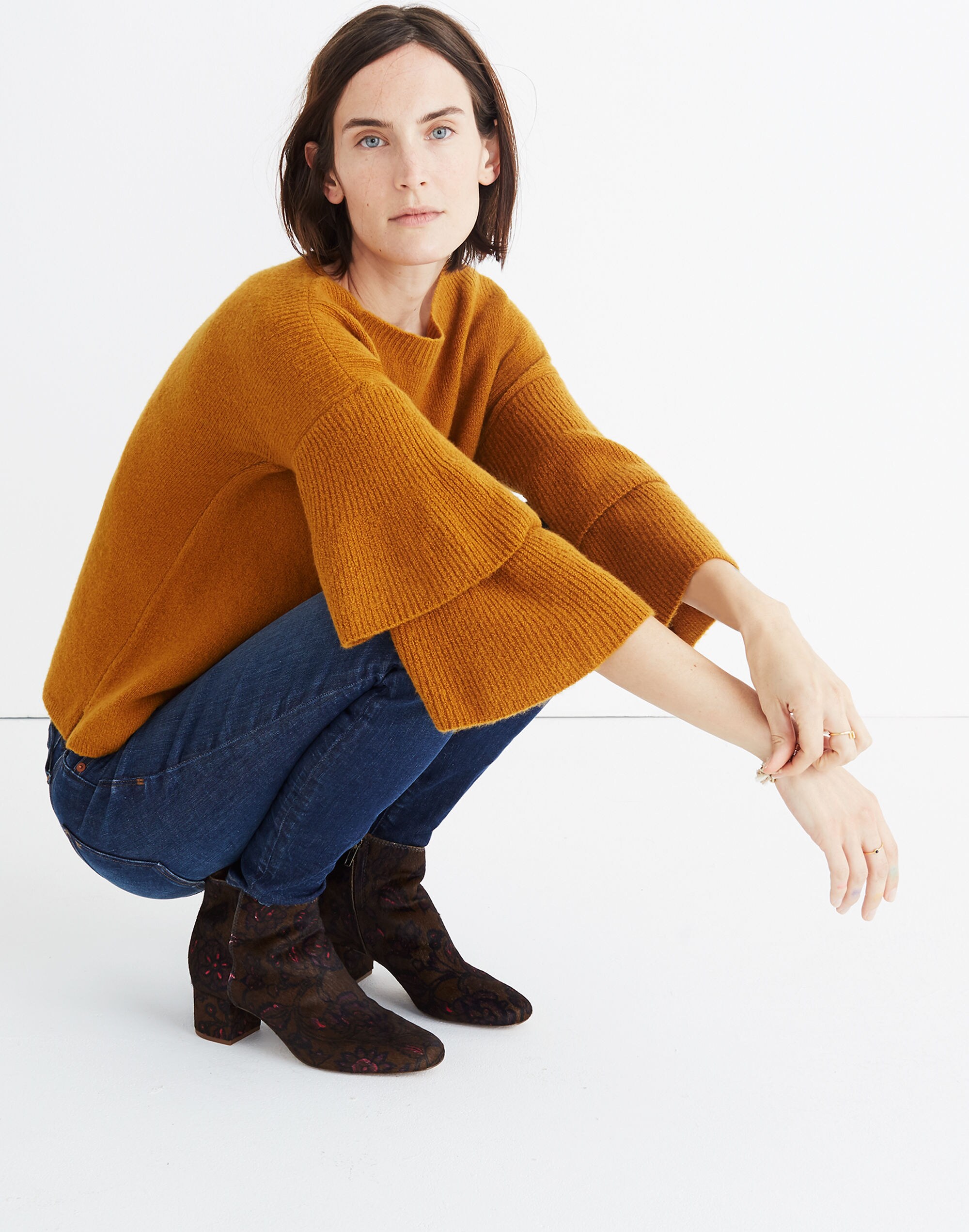 Tier-Sleeve Pullover Sweater in Coziest Yarn