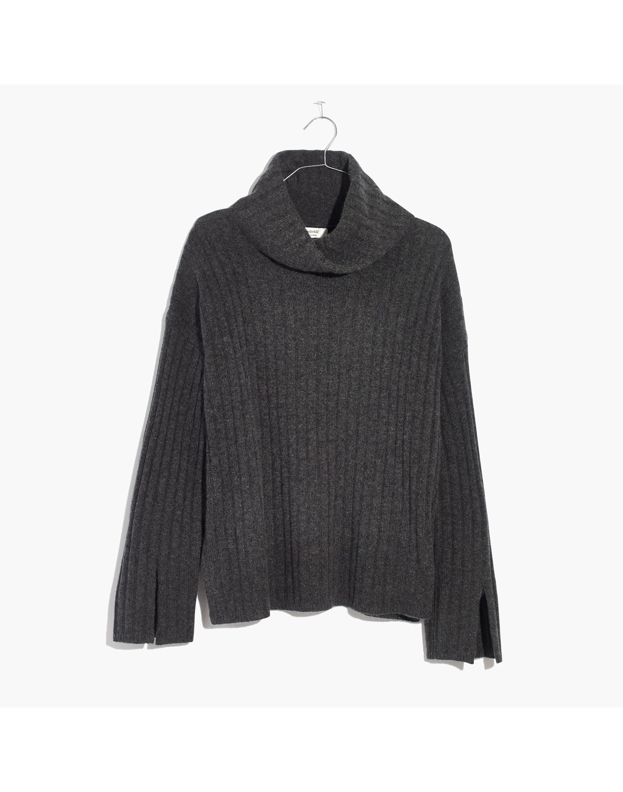 Cashmere Slit-Sleeve Turtleneck Sweater