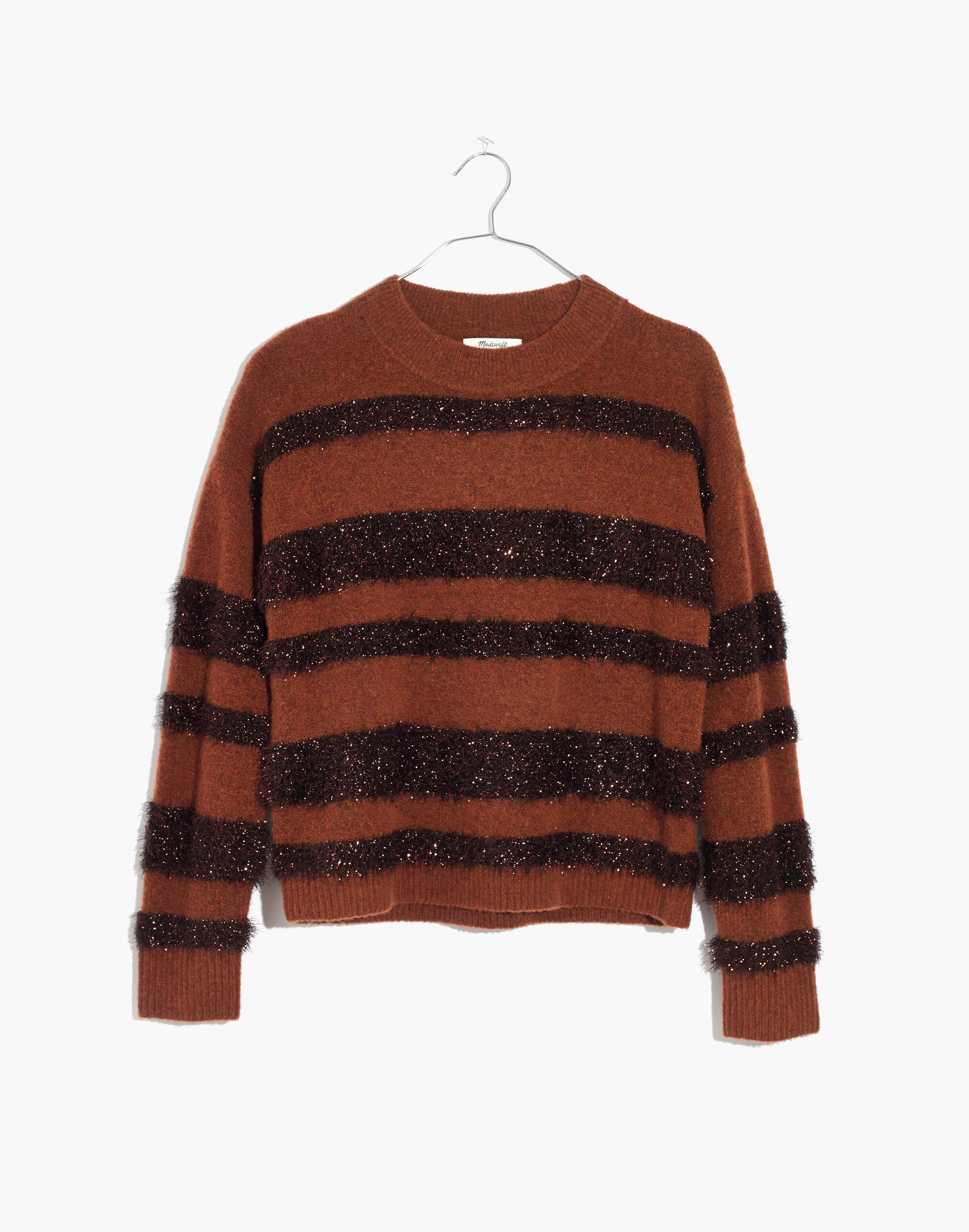 Tinsel-Stripe Pullover Sweater
