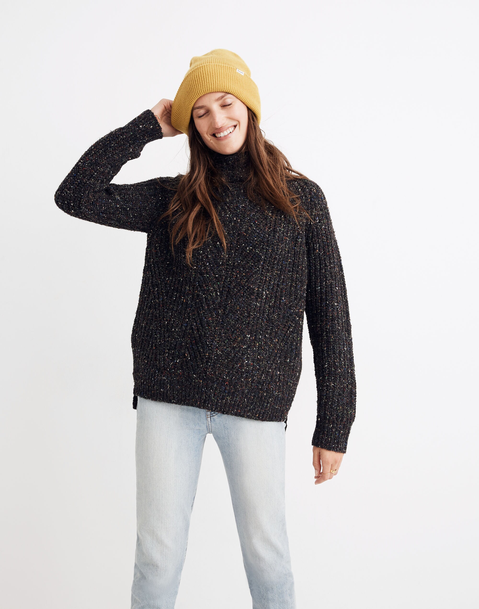 Colorfleck Ribbed Turtleneck Sweater