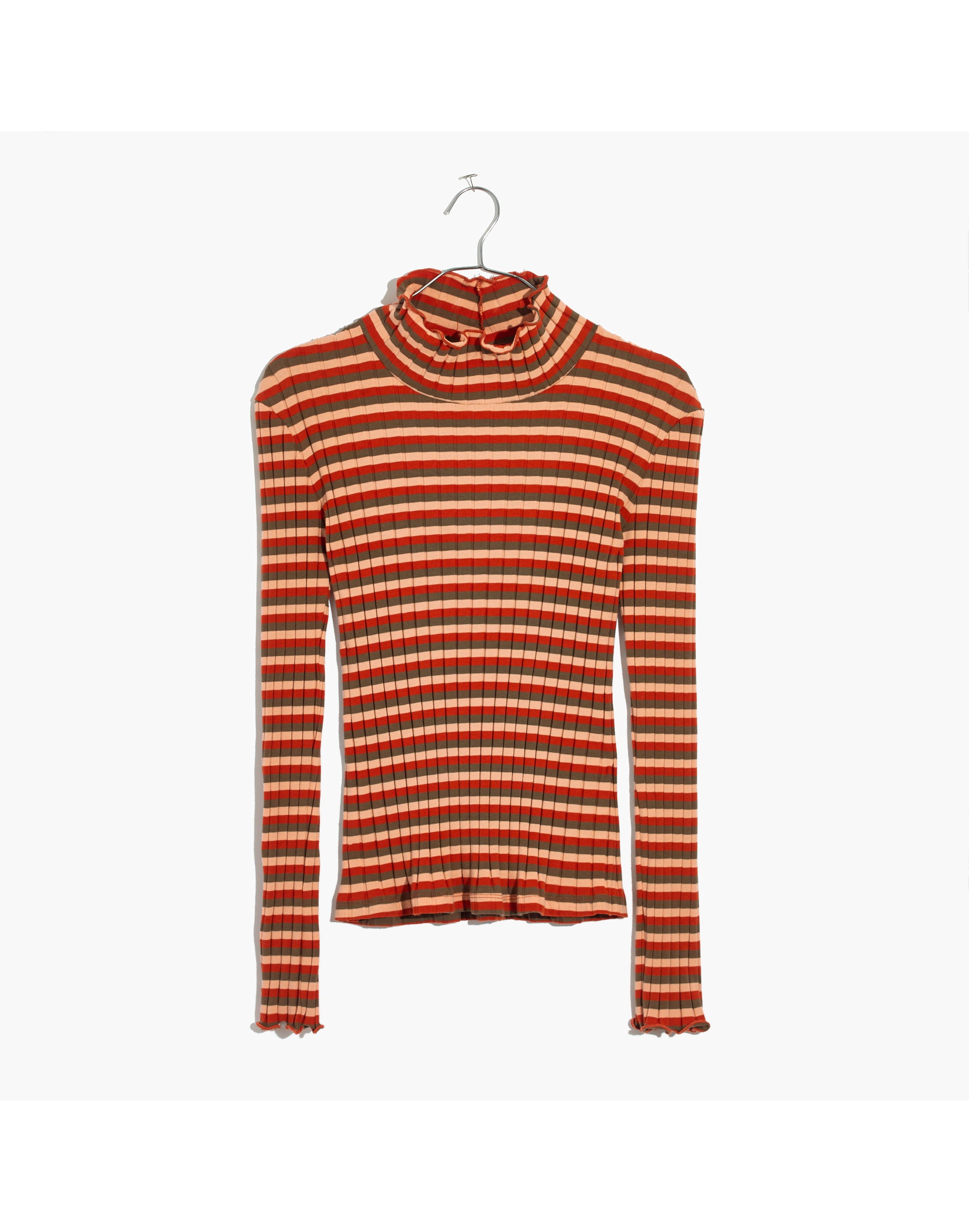 Ribbed Turtleneck Top in Stripe