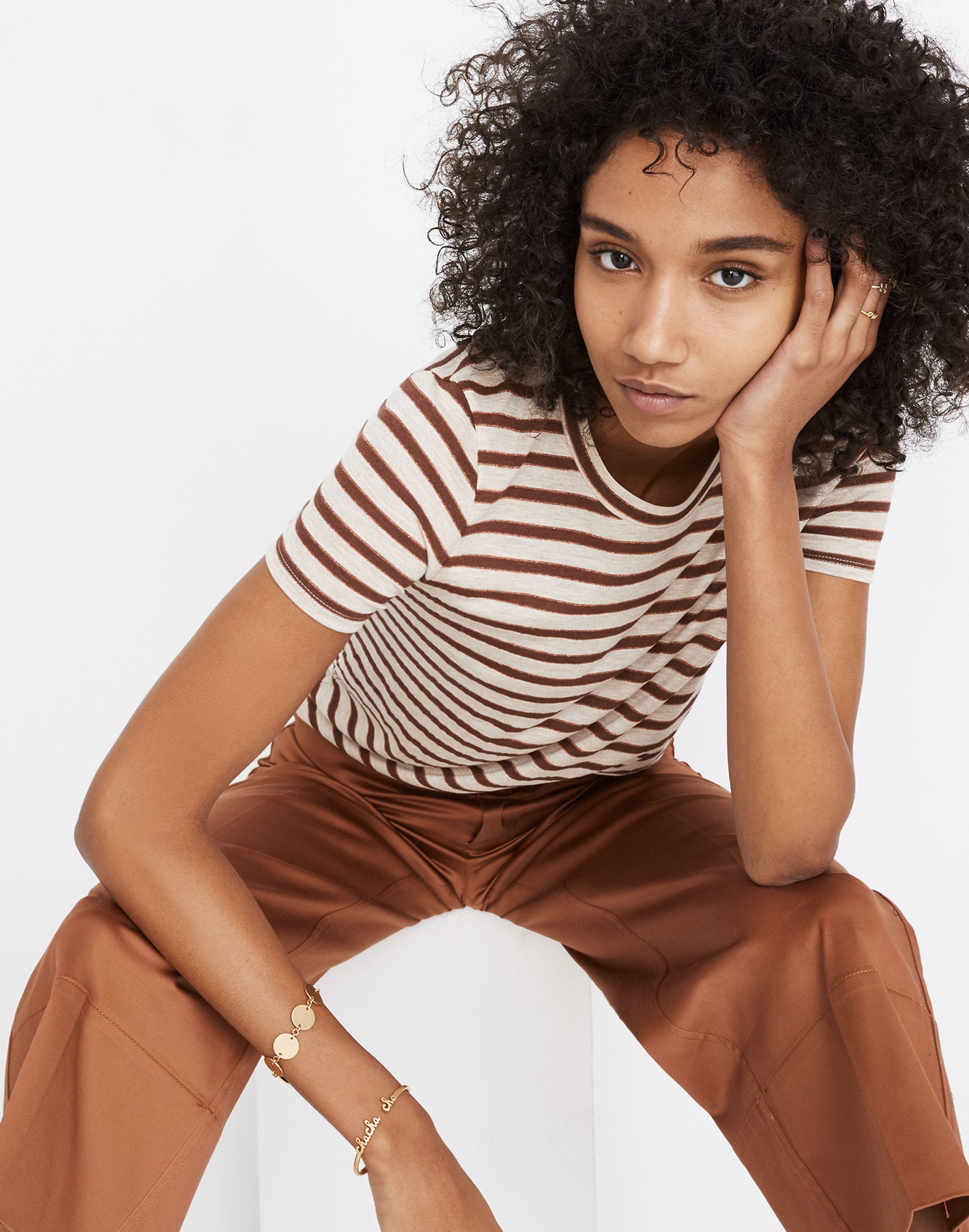 Metallic Stripe Crewneck Tee
