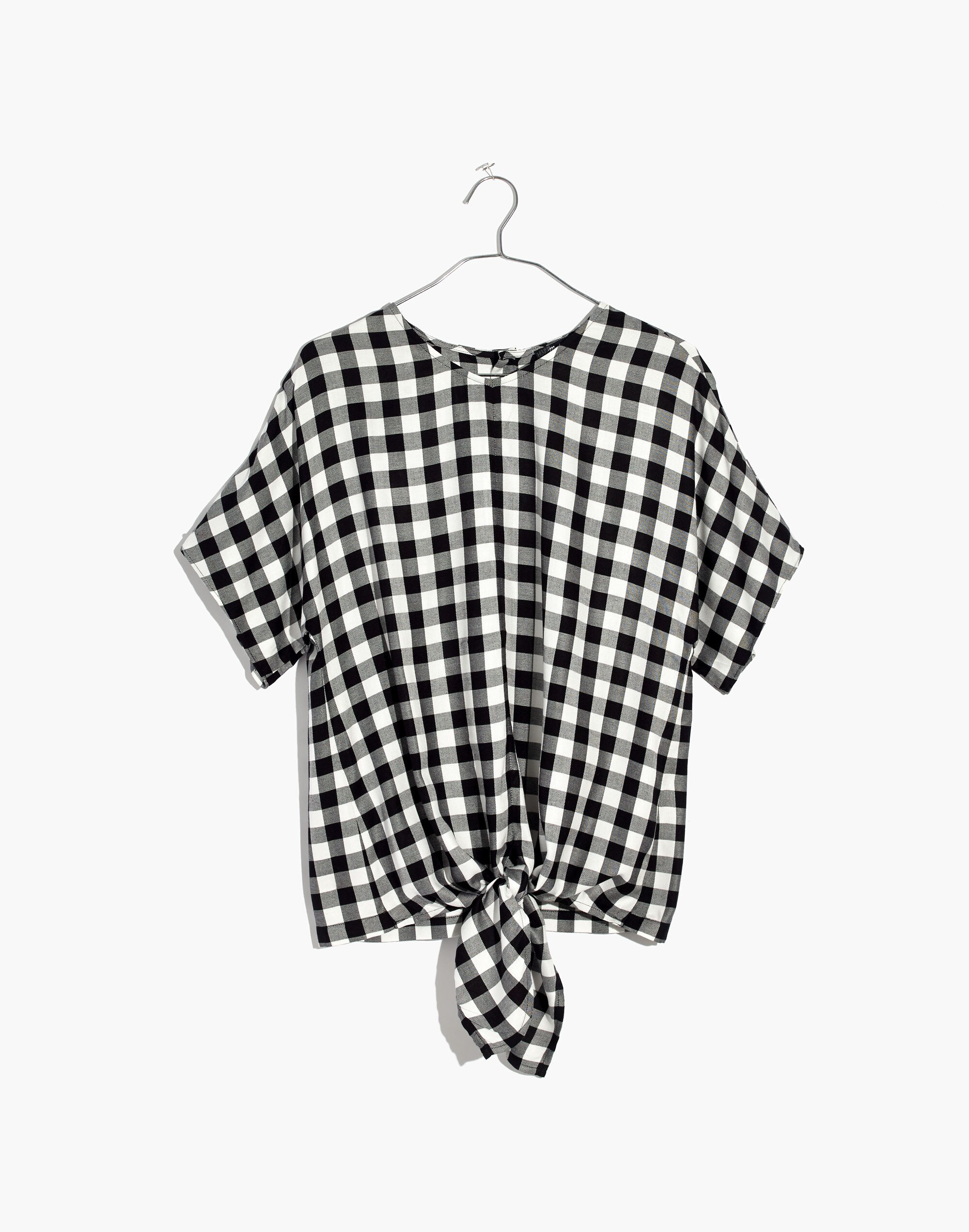 Button-Back Tie Tee in Buffalo Check