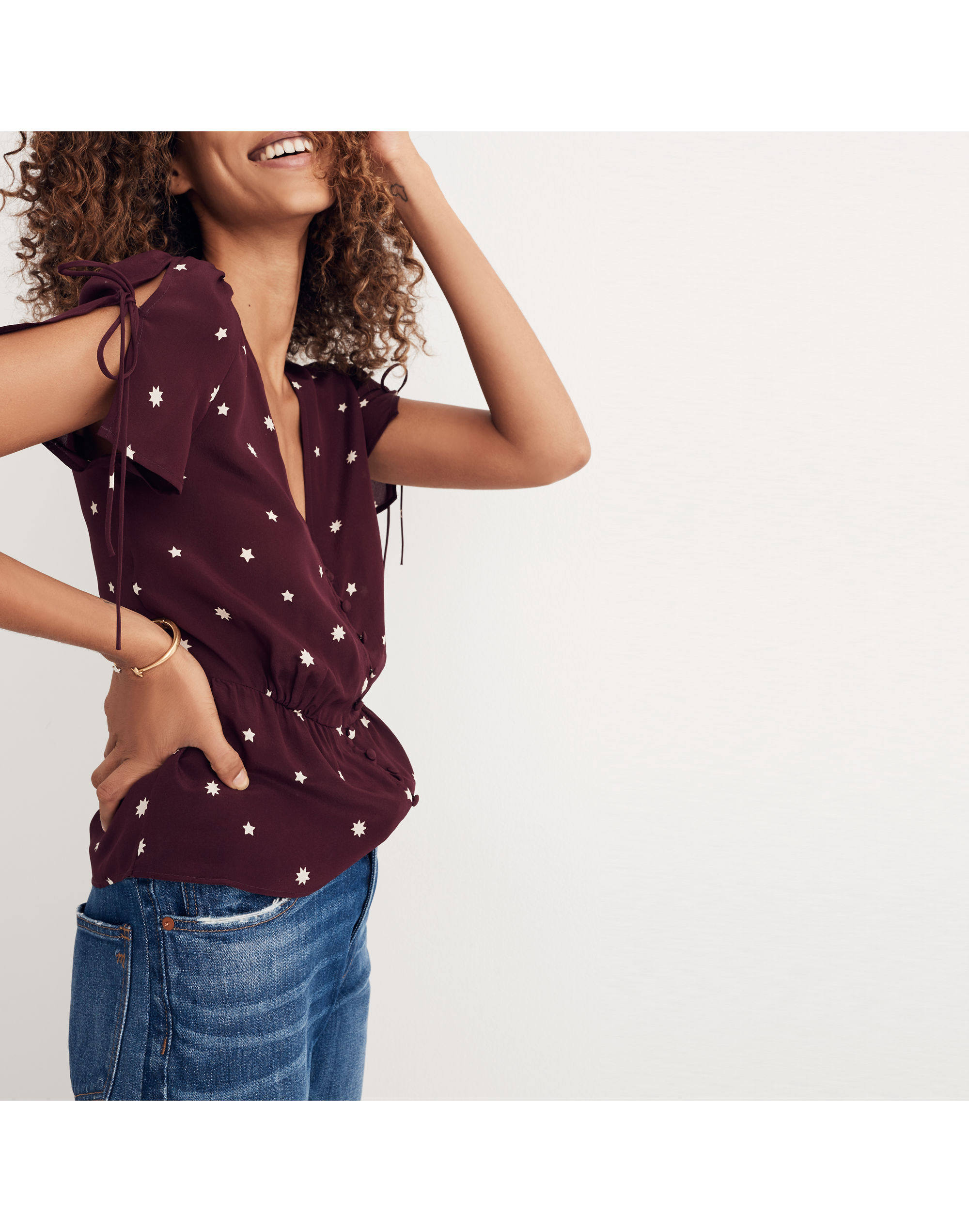 silk belle top in star mix
