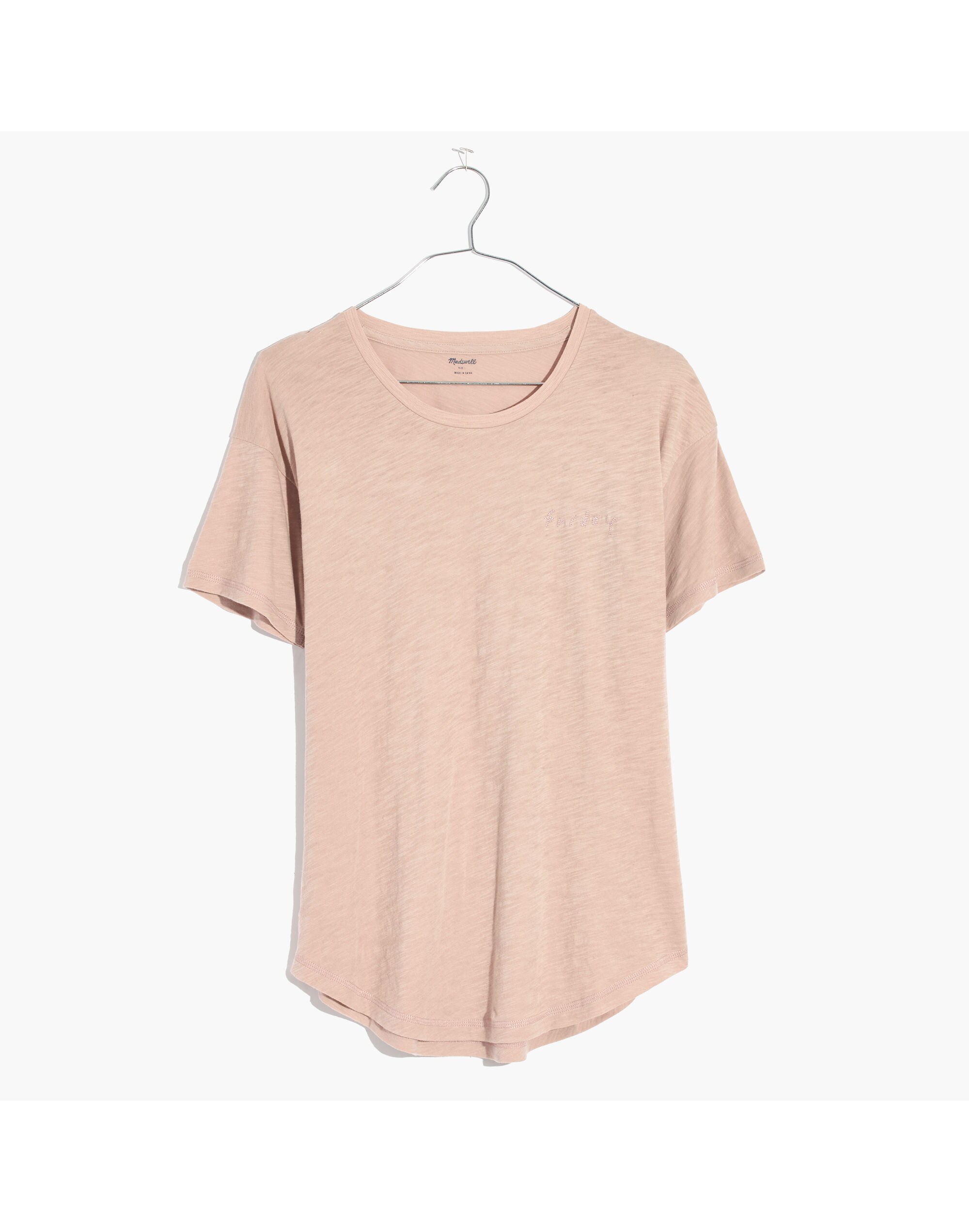 Embroidered Friday Whisper Cotton Crewneck Tee