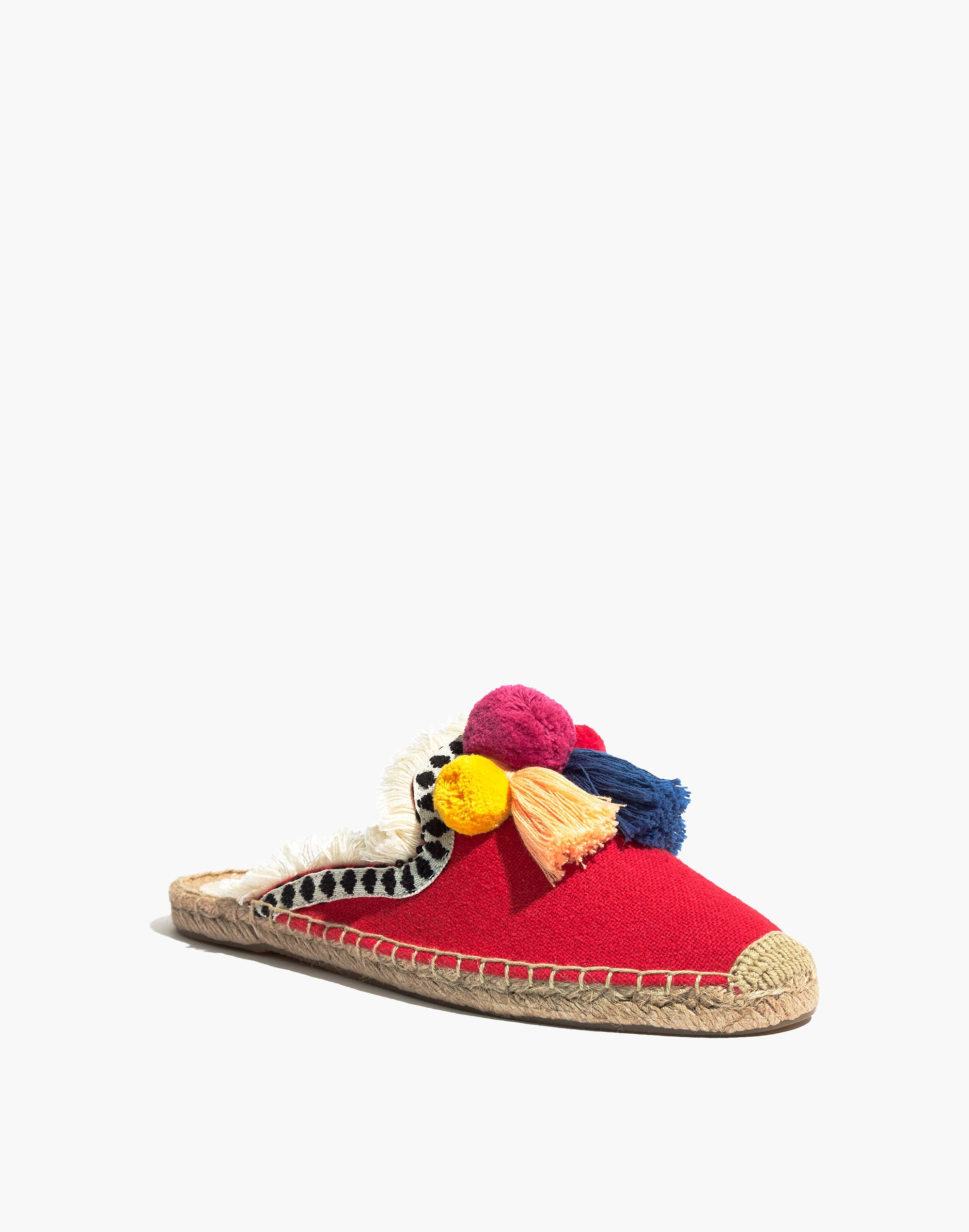 Soludos&reg; Frayed-Edge Pom-Pom Mules