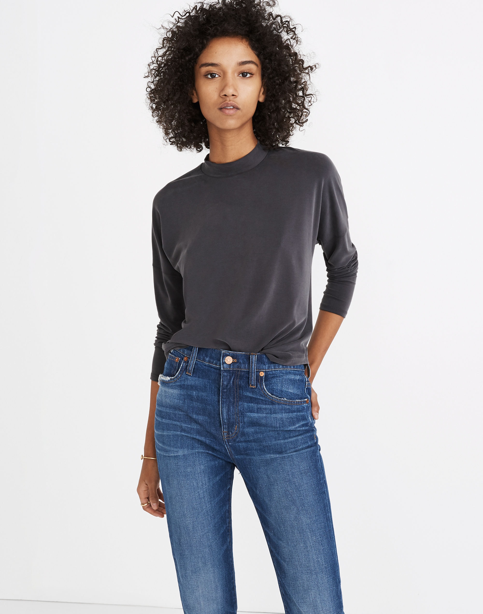 Sandwashed Mockneck Top