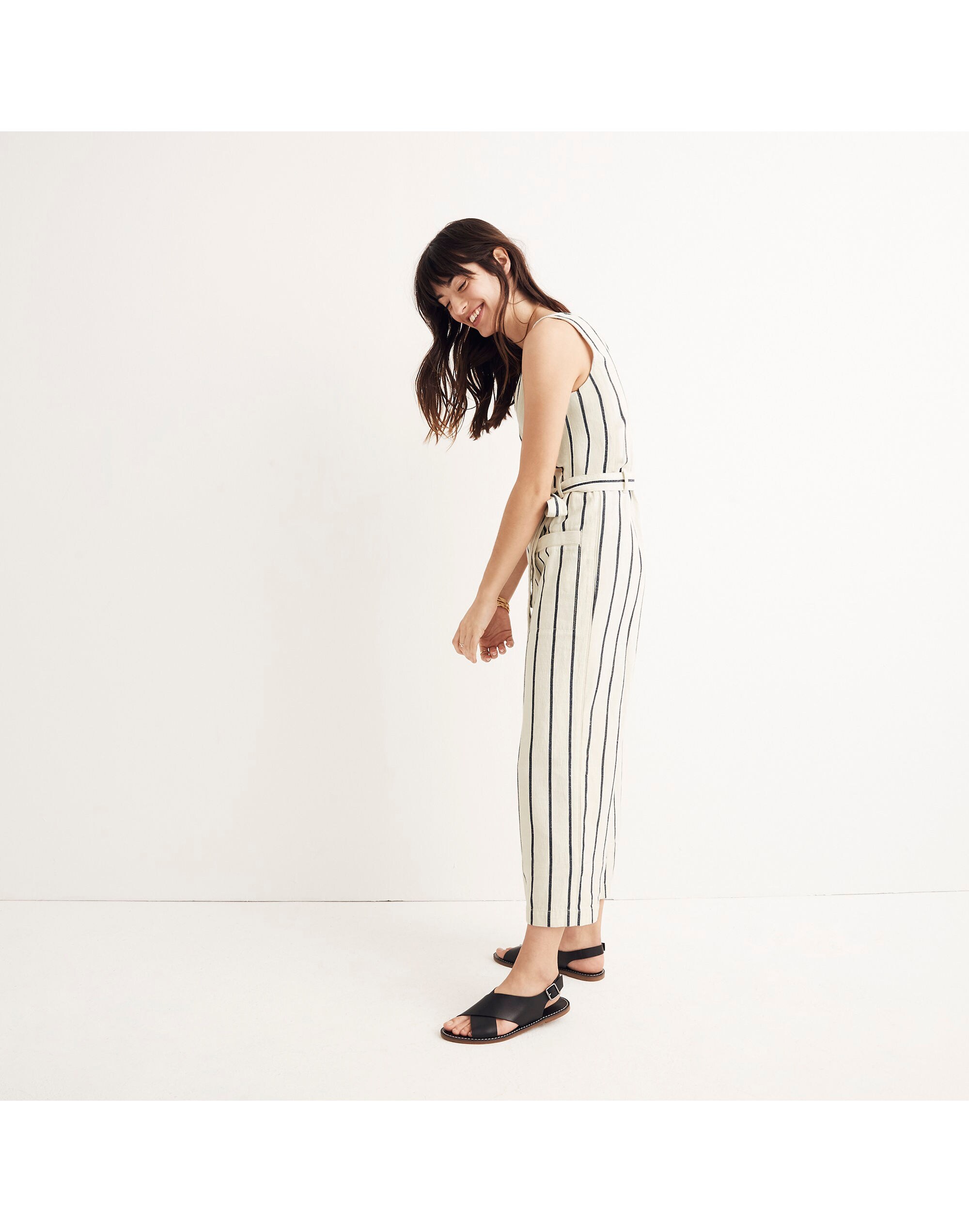 Striped Pull-On Jumpsuit