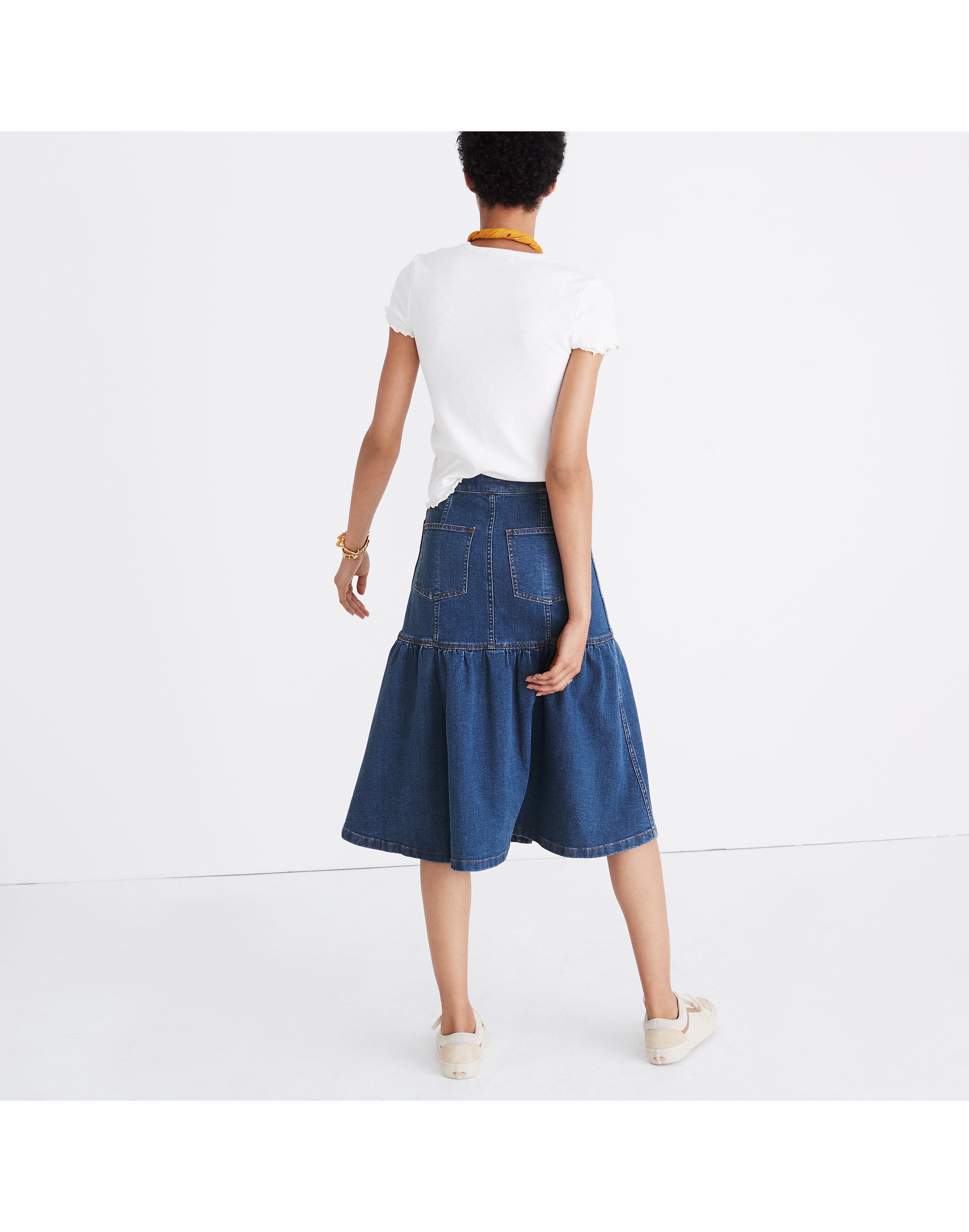 Denim Bayview Tiered Midi Skirt