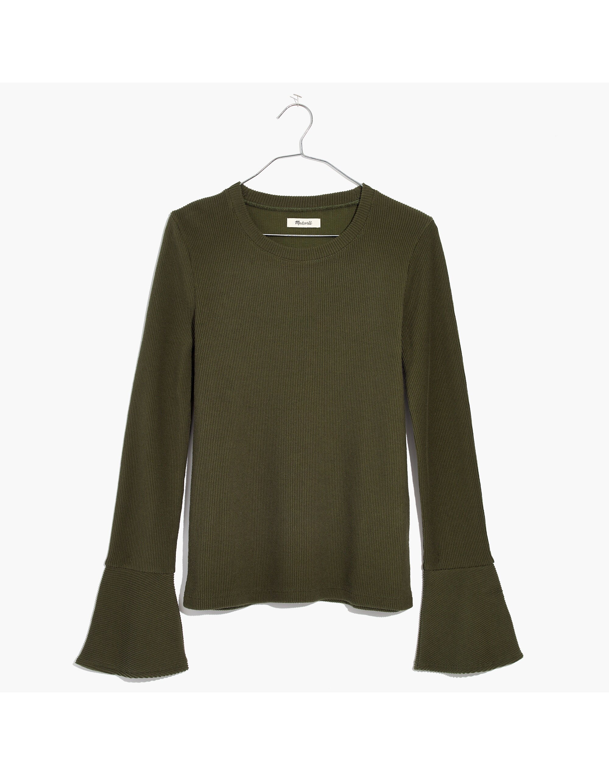 Ruffle-Cuff Ribbed Top