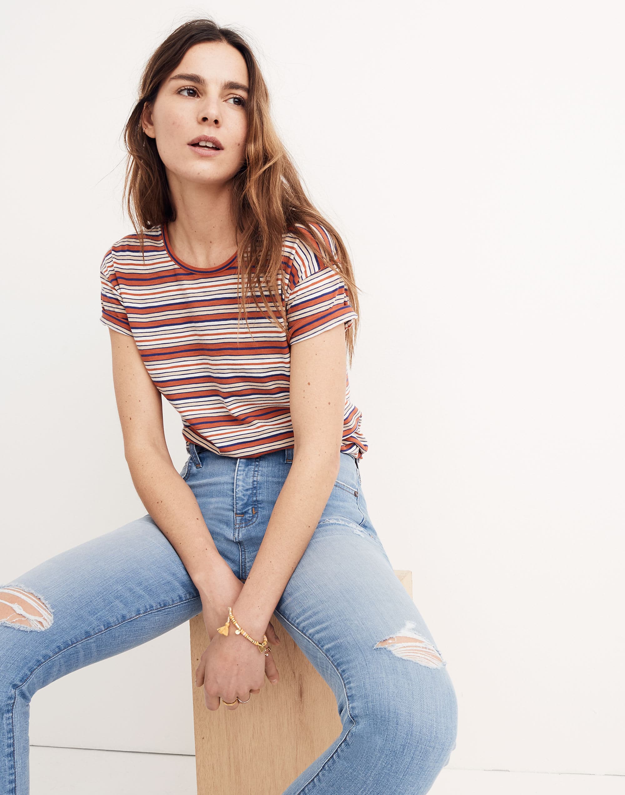 Taller 9" High-Rise Skinny Jeans in Ontario Wash: Distressed-Hem Edition