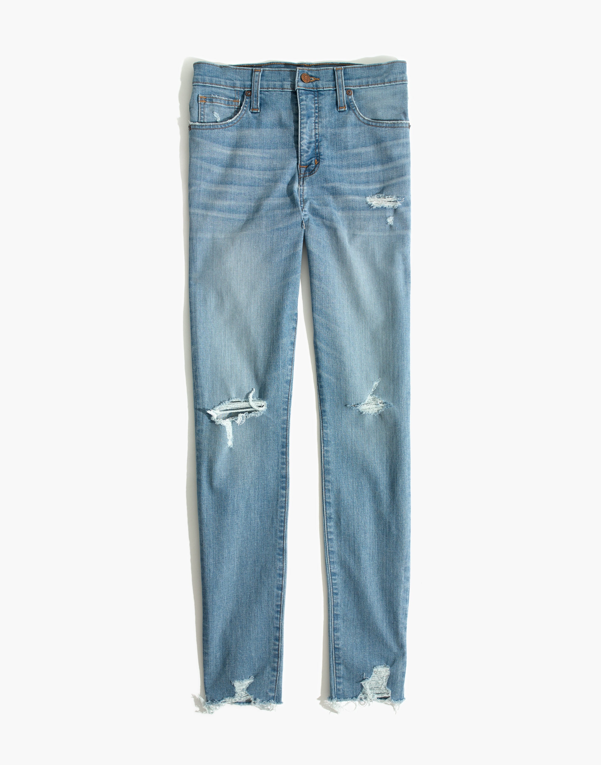 Taller 9" High-Rise Skinny Jeans in Ontario Wash: Distressed-Hem Edition