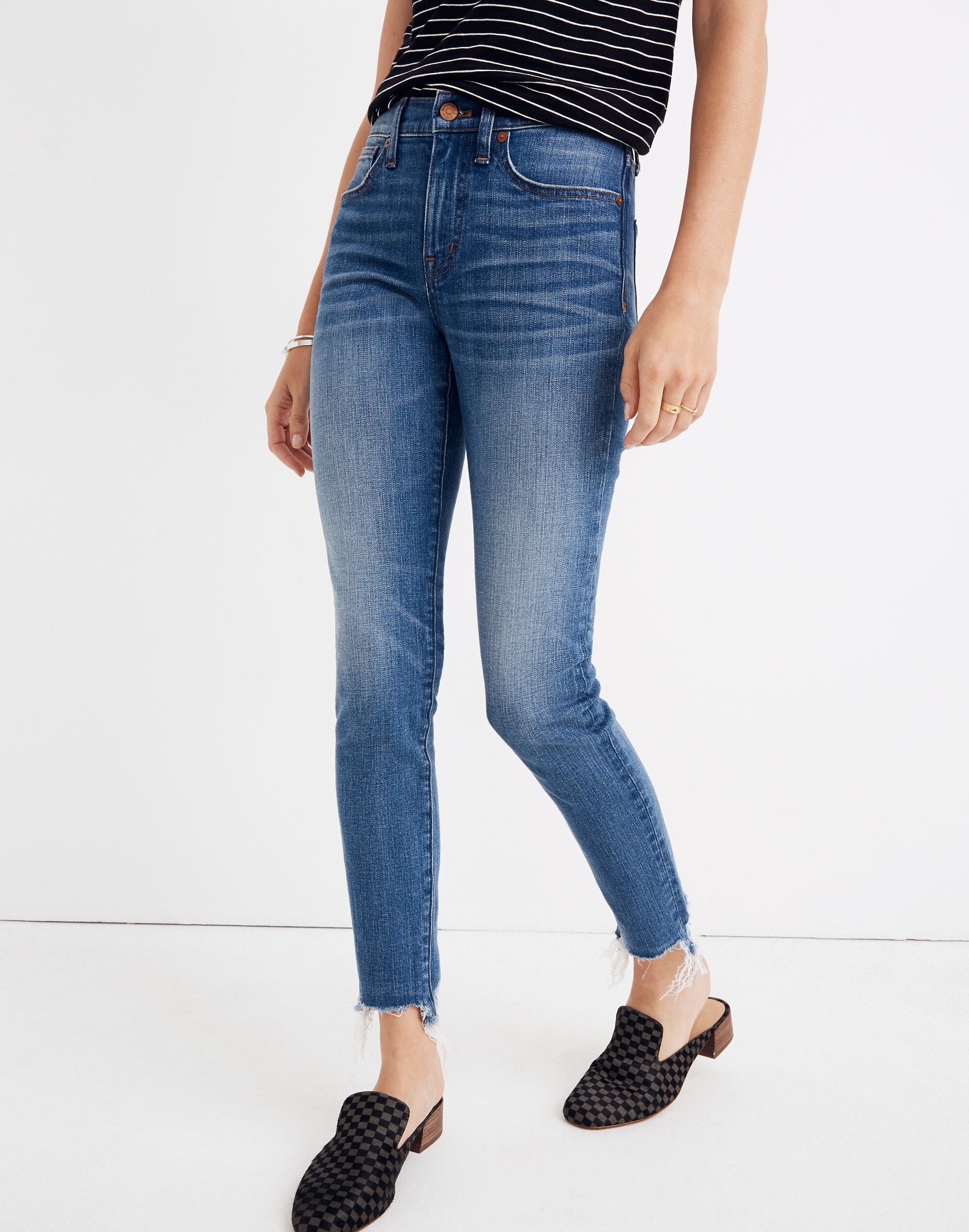 9" High-Rise Skinny Crop Jeans: Destructed-Hem Edition