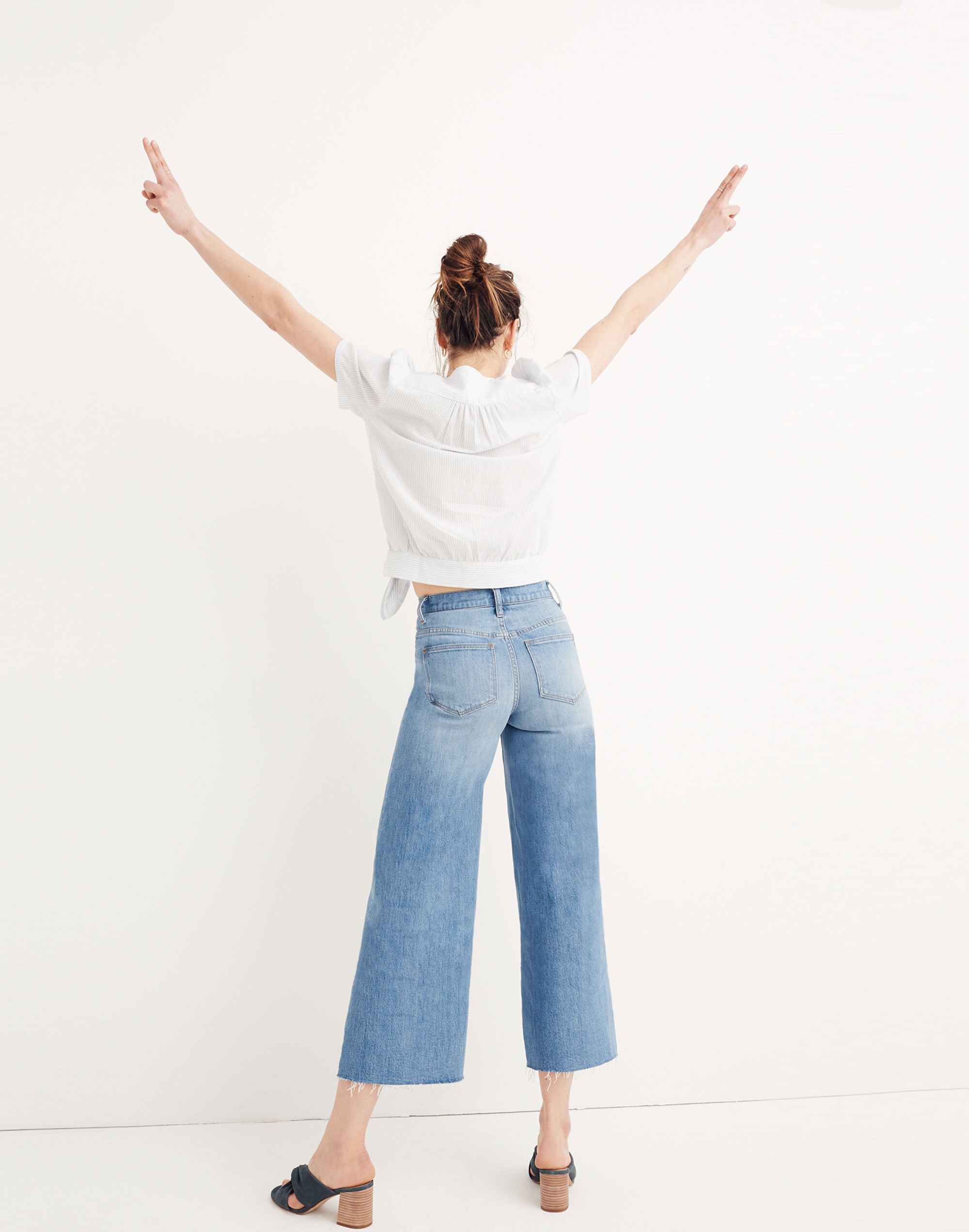 Wide-Leg Crop Jeans: Button-Front Edition