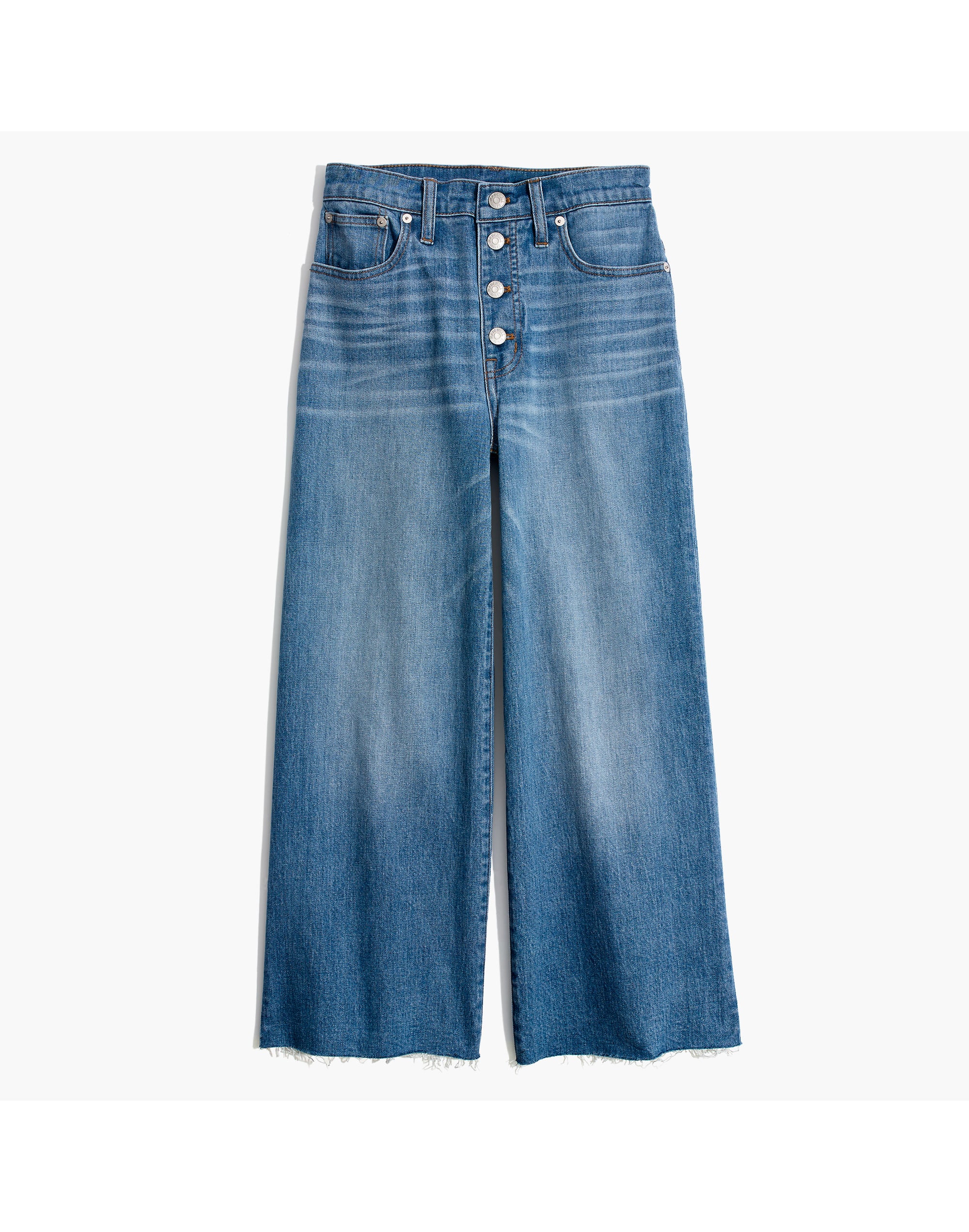 Wide-Leg Crop Jeans: Button-Front Edition